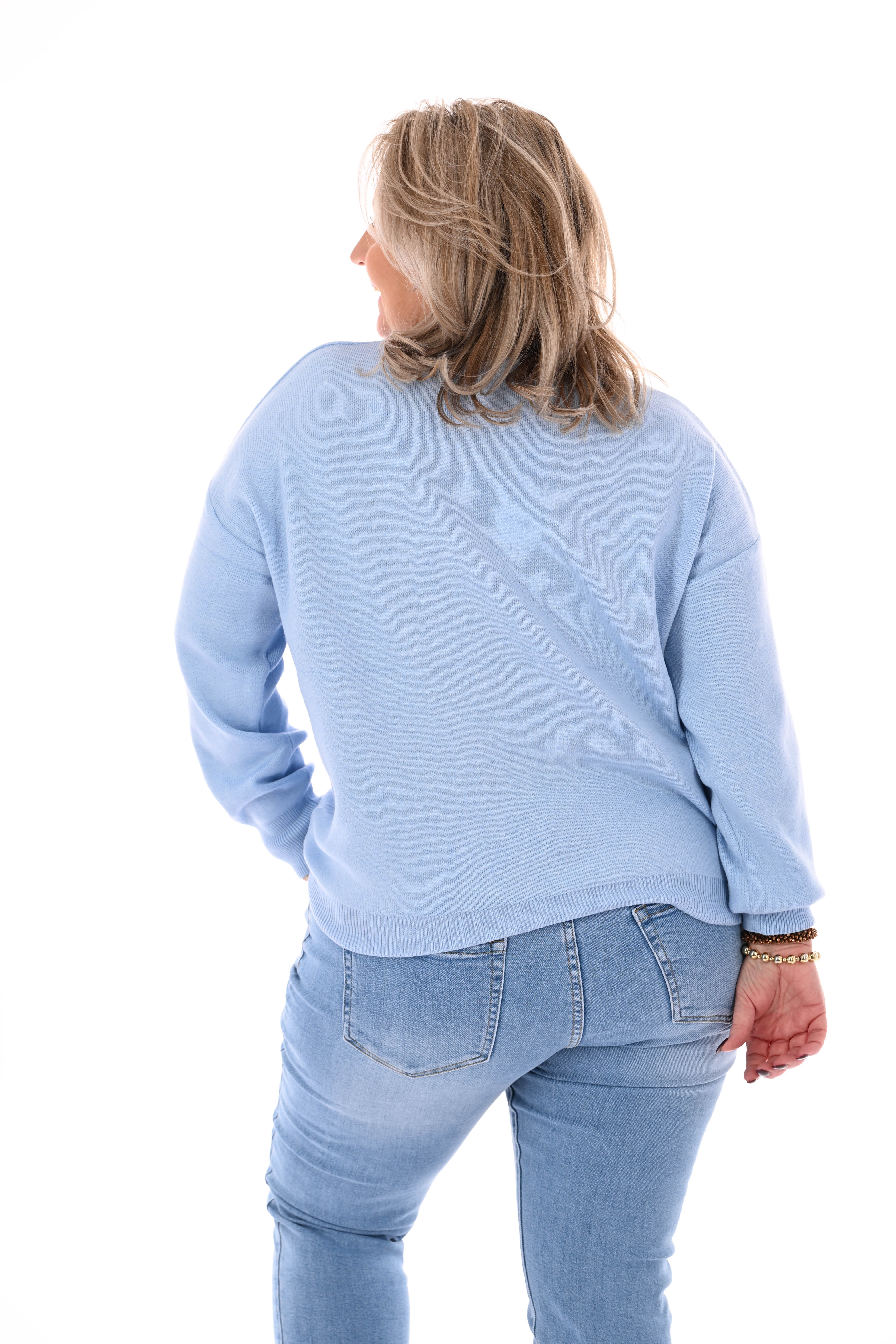 Trui met hartjes lichtblauw