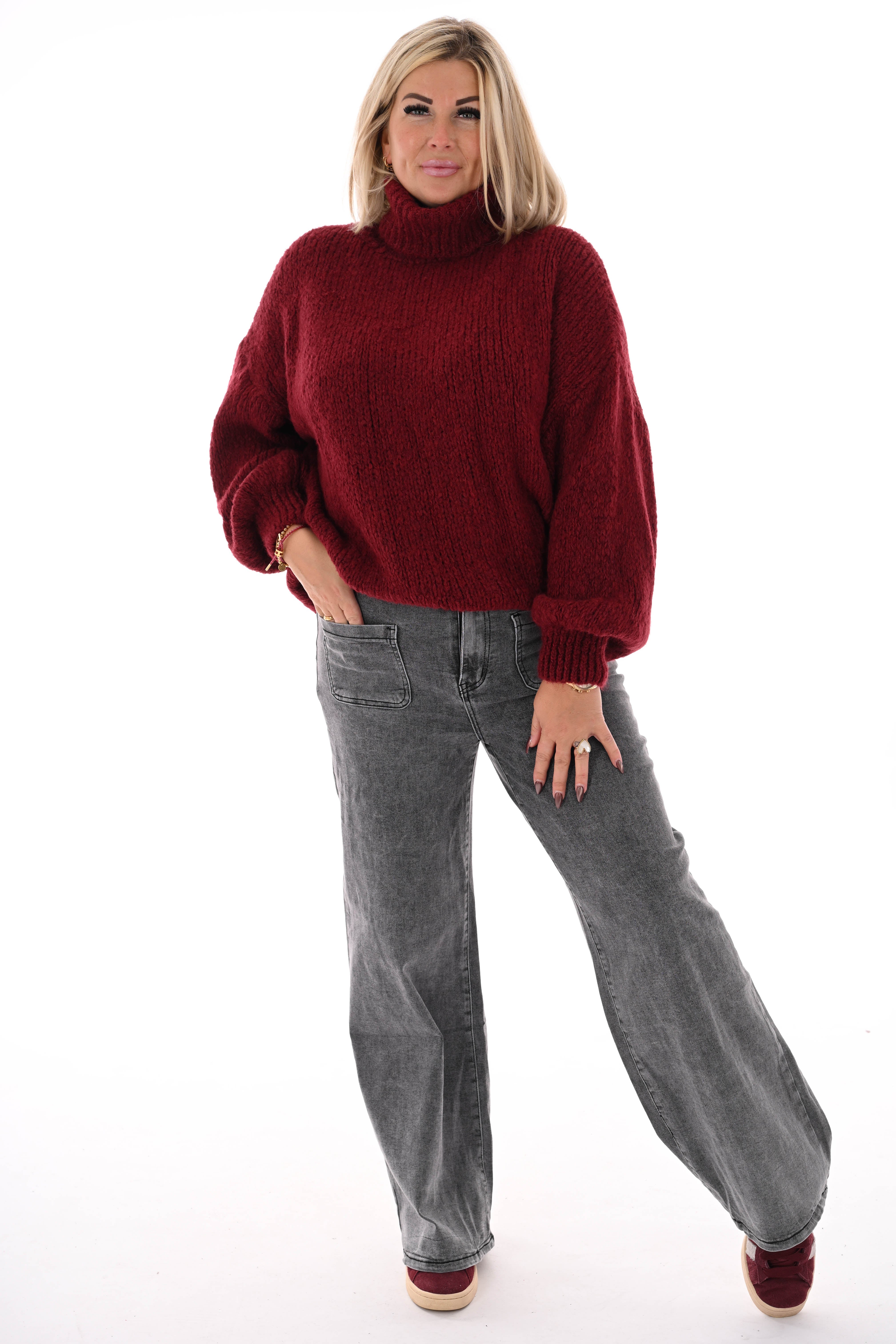 Coltrui grof gebreid bordeaux