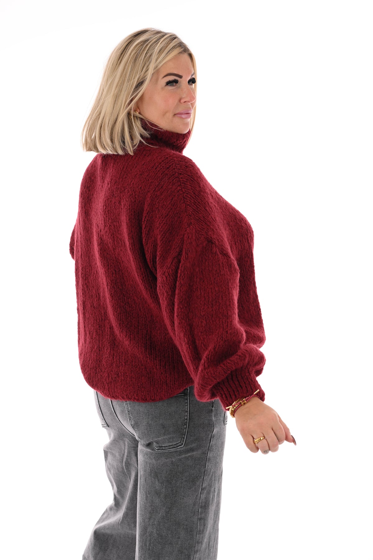 Coltrui grof gebreid bordeaux