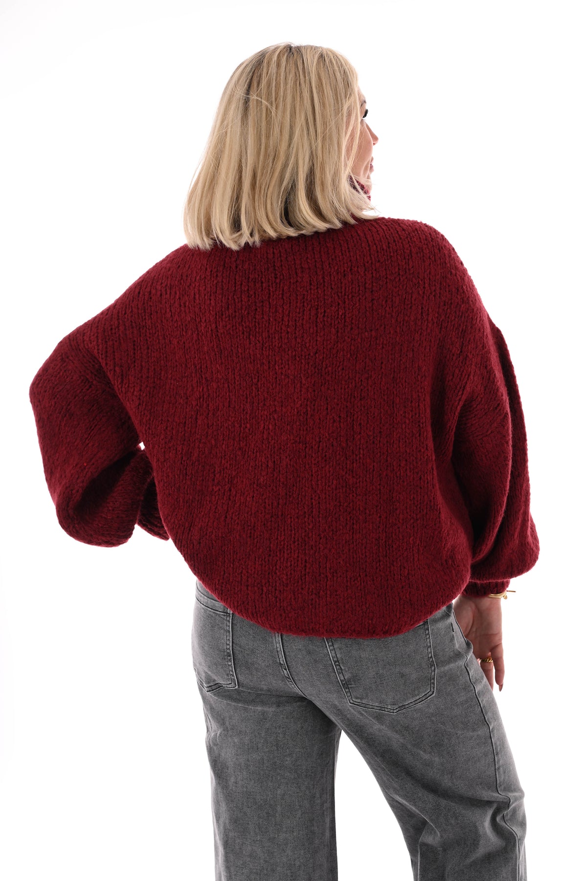 Coltrui grof gebreid bordeaux