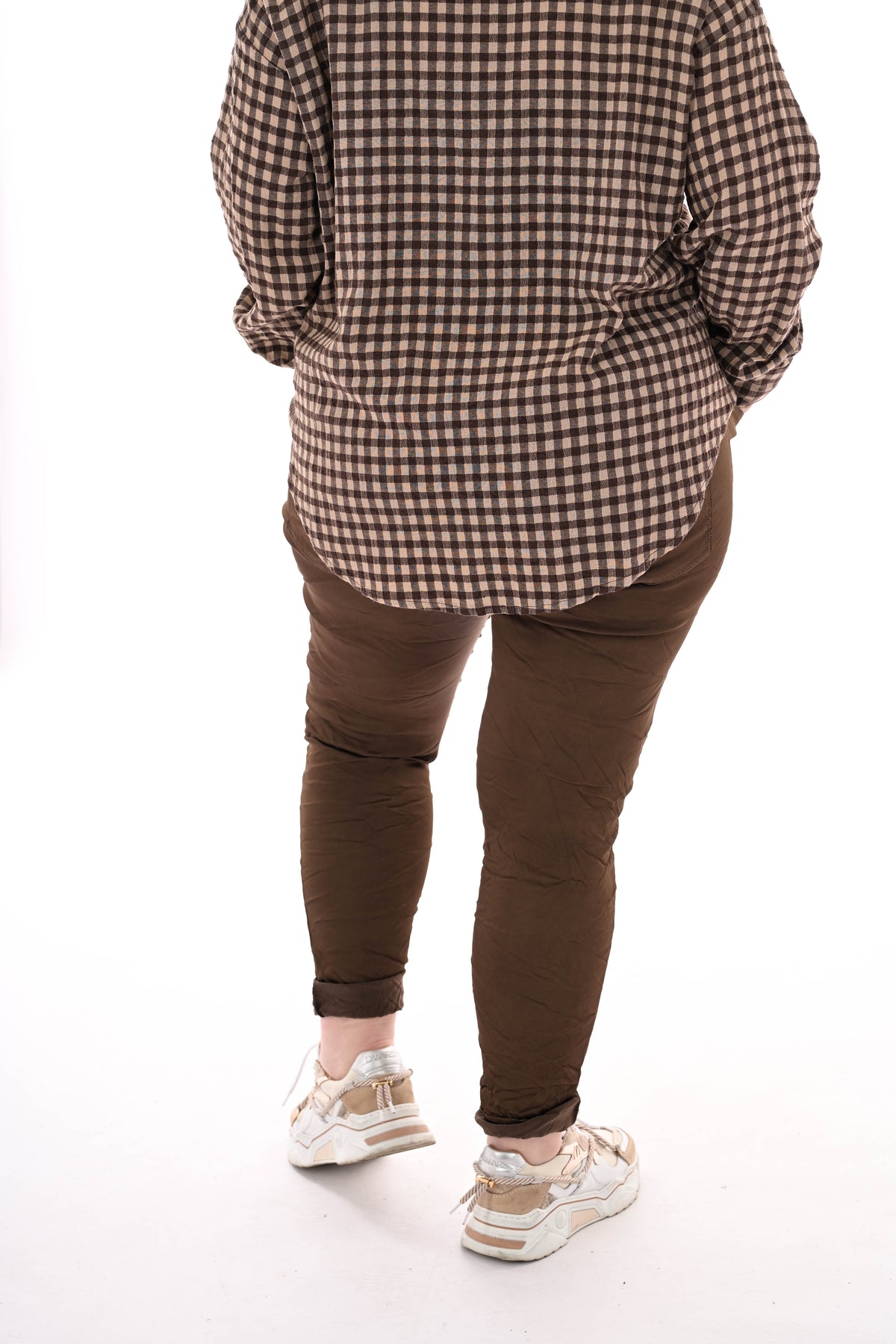 Silky stretchbroek donkerbruin