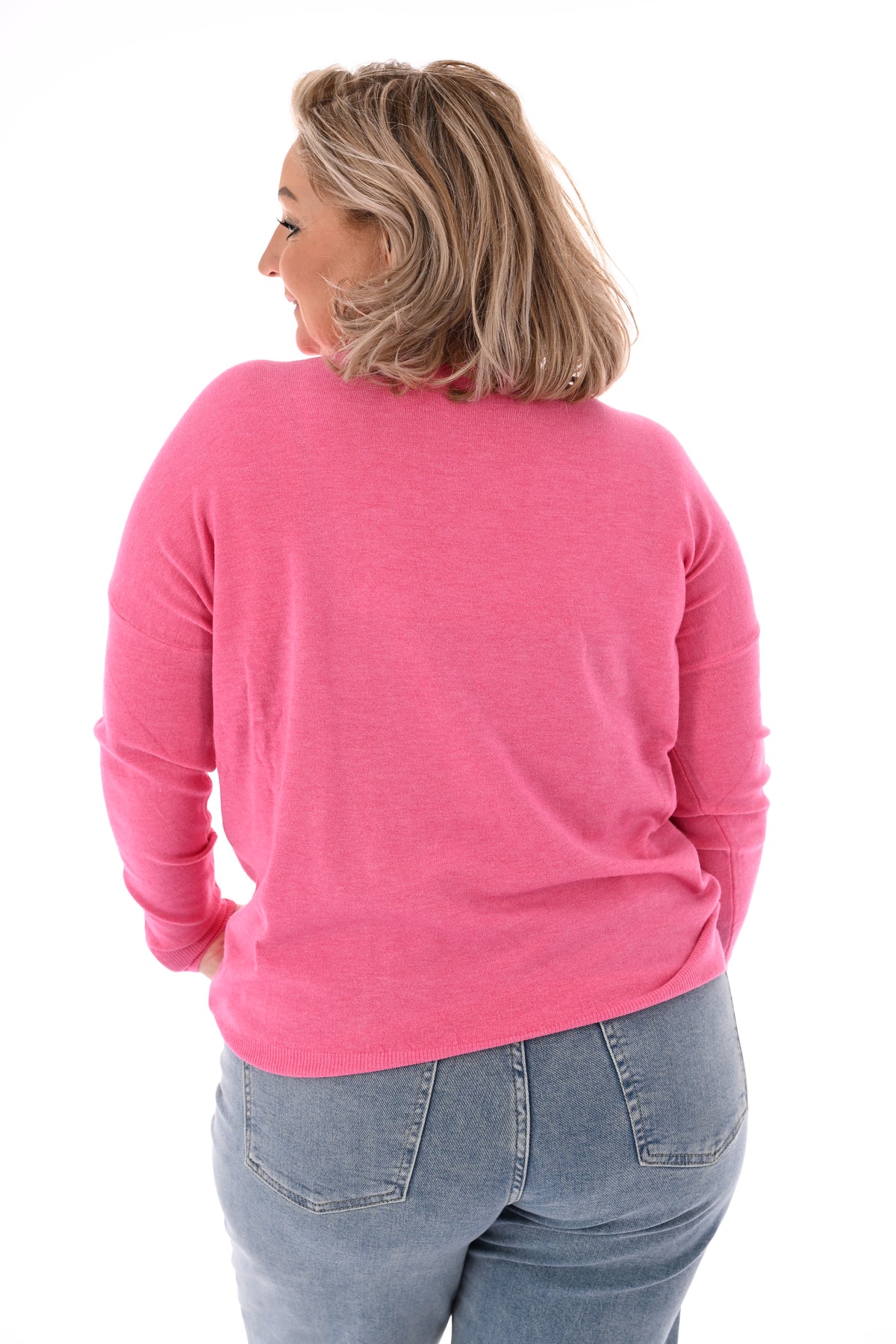 Top lange mouwen ronde hals uni roze