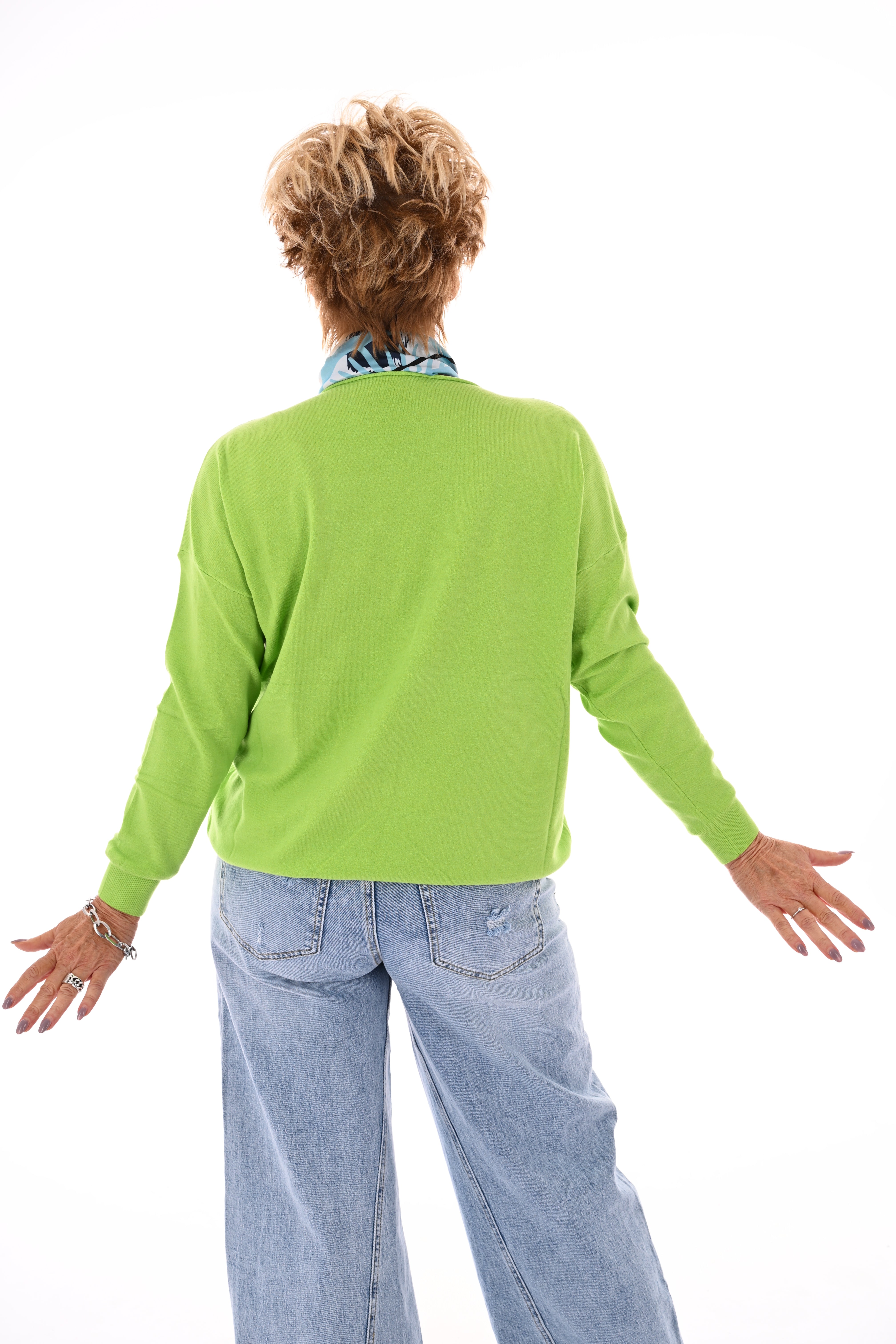 Top lange mouwen ronde hals uni groen