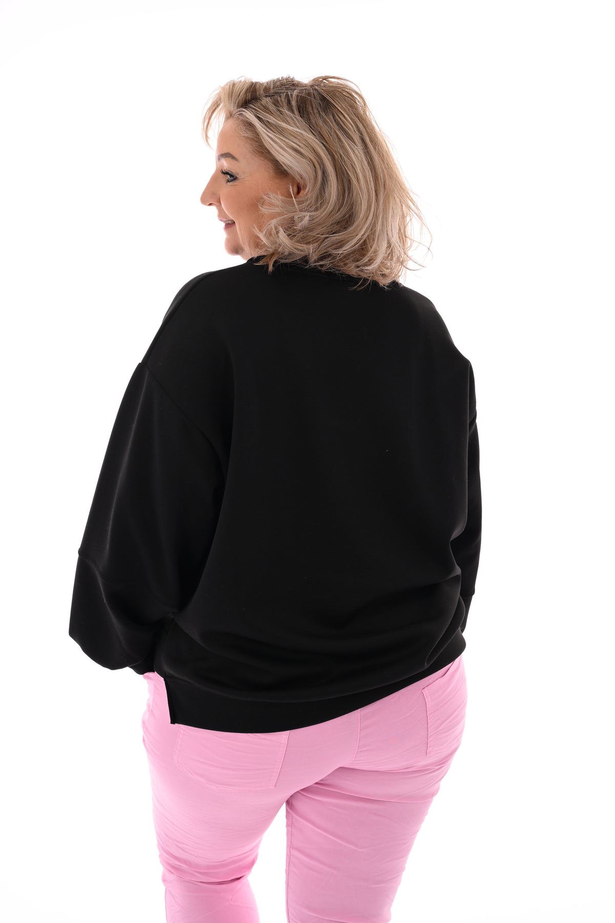 Sweater teddy letters Copenhagen zwart