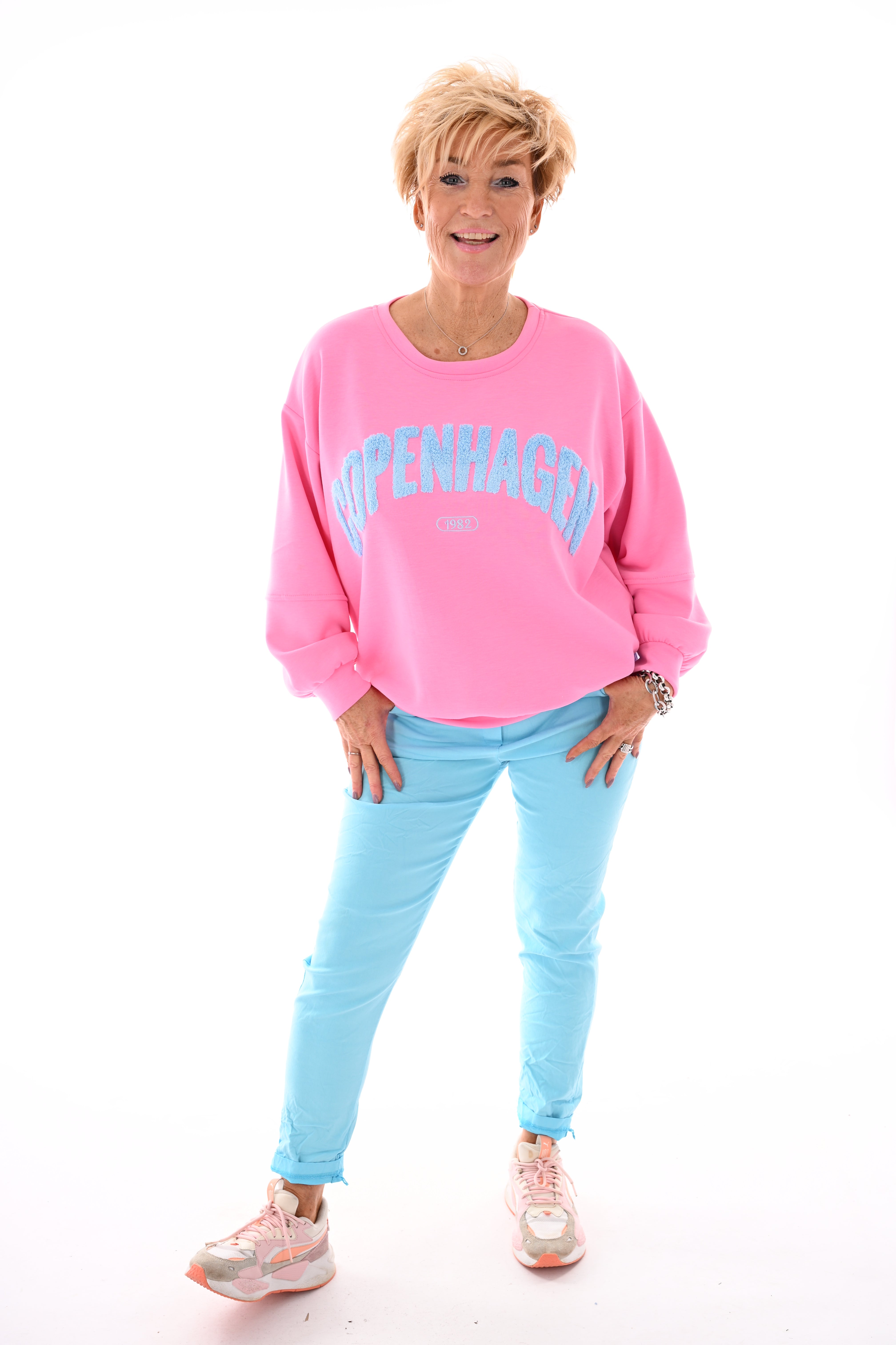 Stretchbroek uni blauw