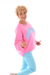 Sweater teddy letters Copenhagen roze