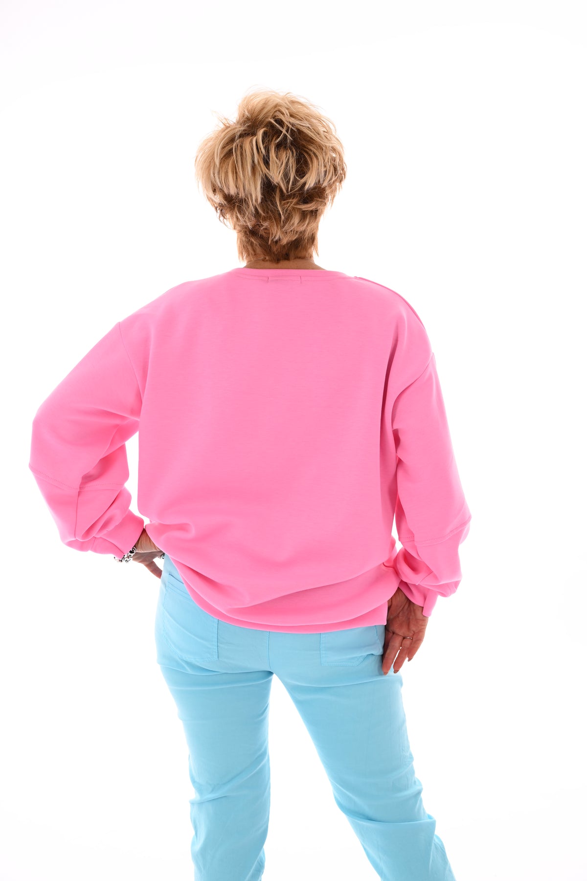 Sweater teddy letters Copenhagen roze