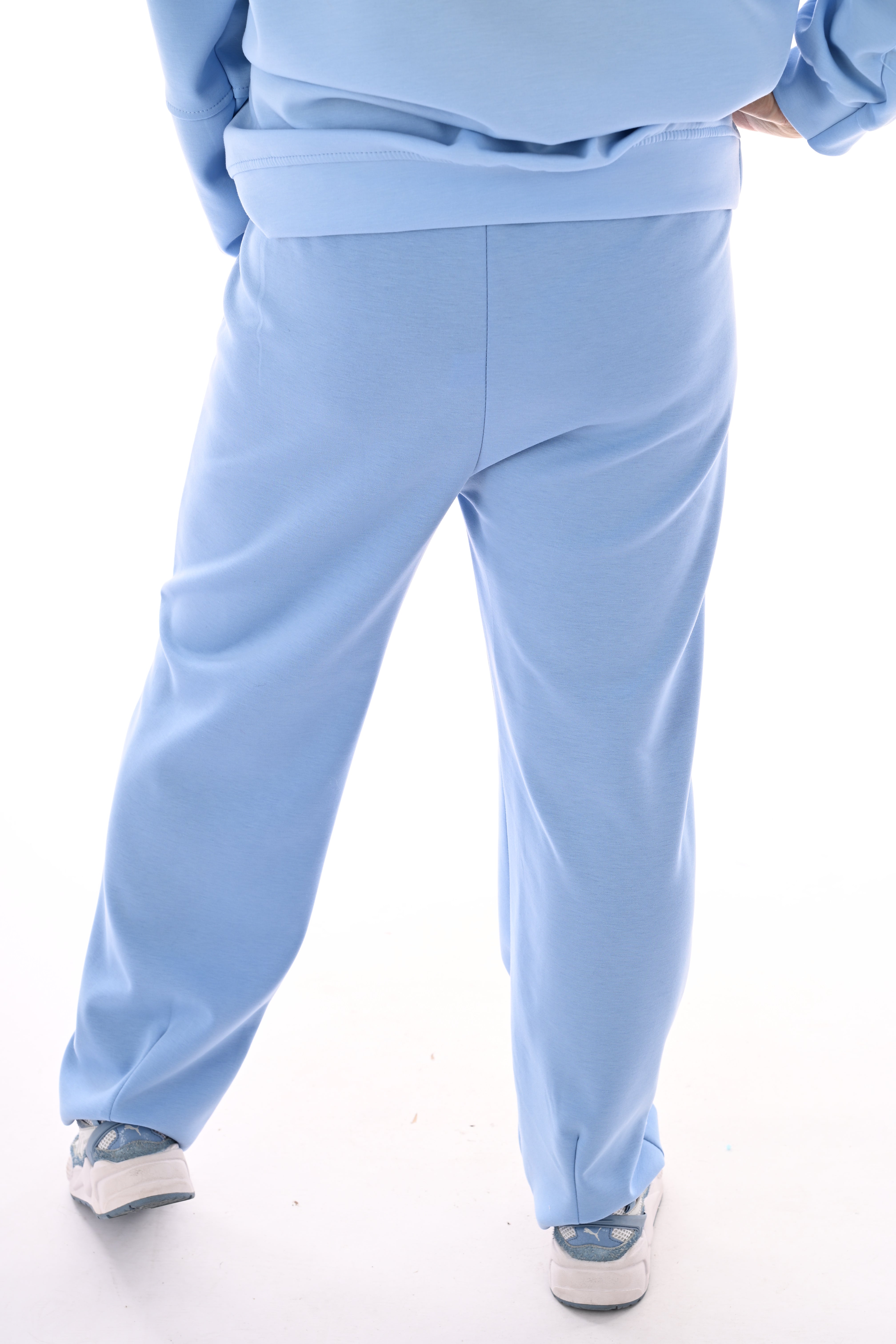 Broek schuine knoop lichtblauw