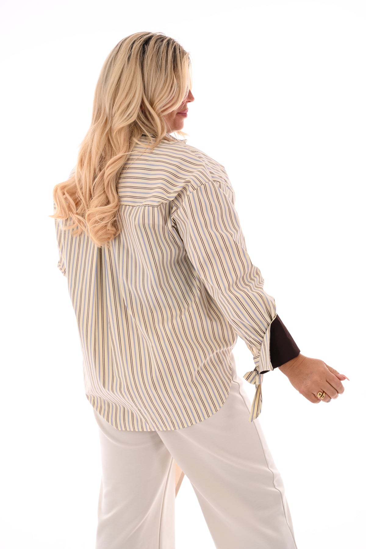 Blouse strepen mix lichtgeel