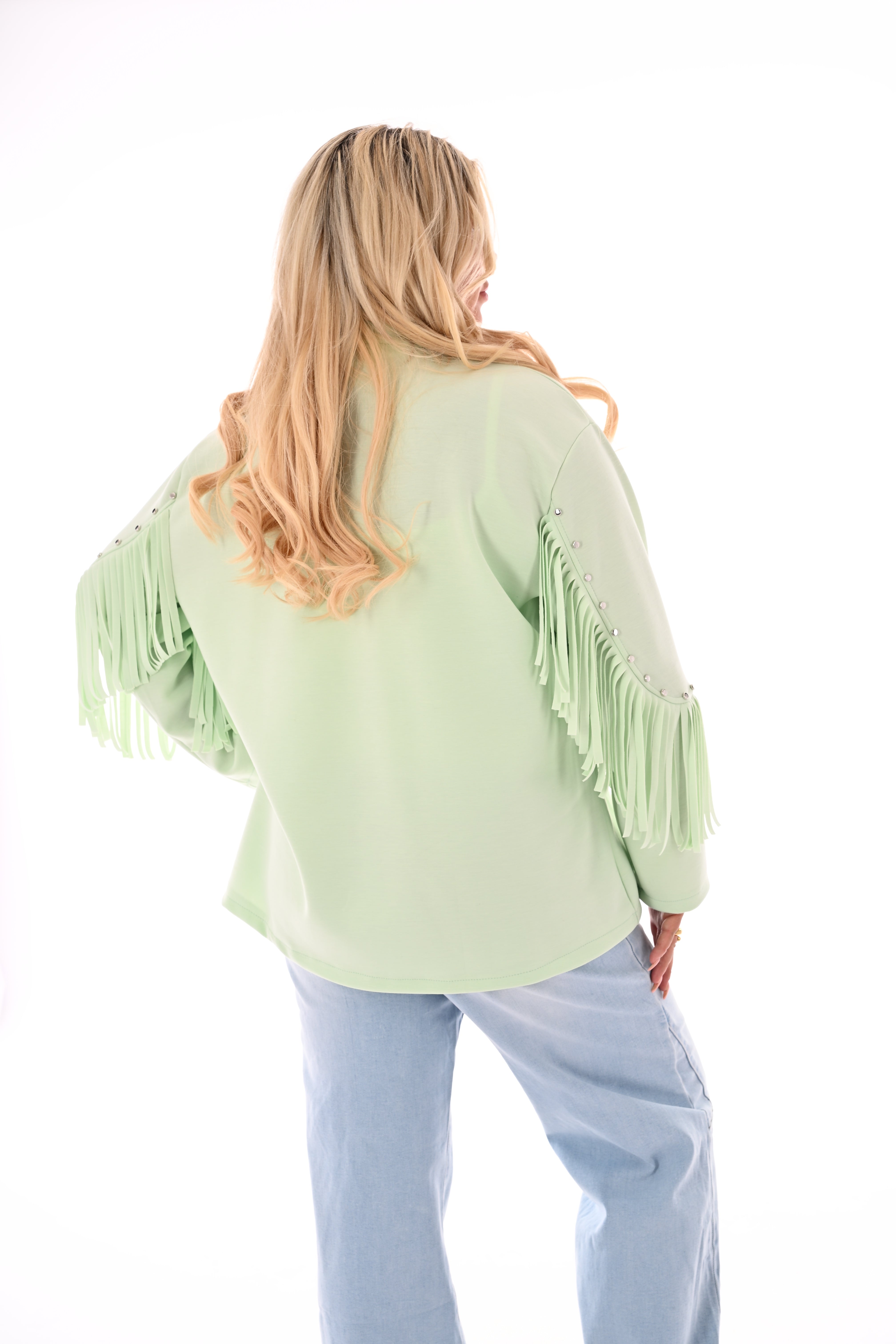 Blazer studs met franjes lichtgroen