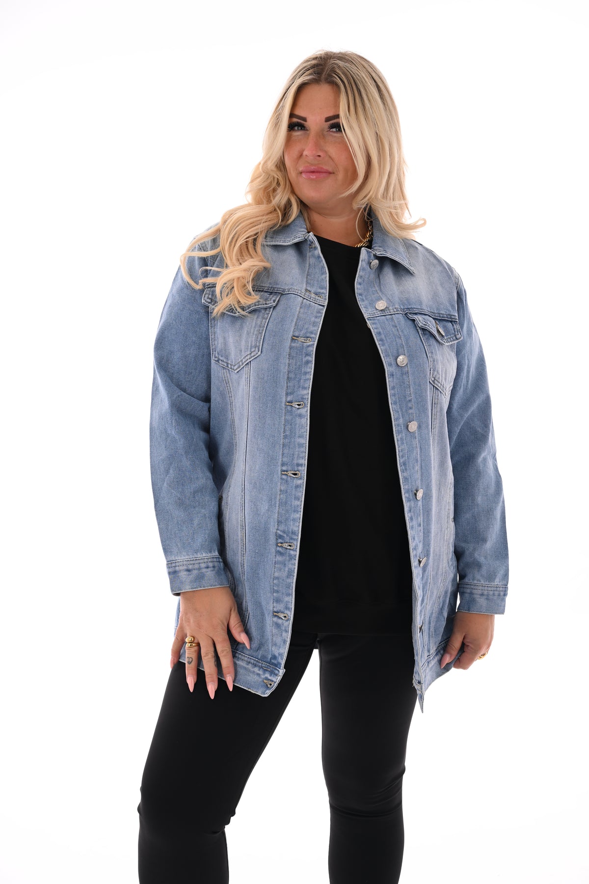 Half lange spijkerjas blauw