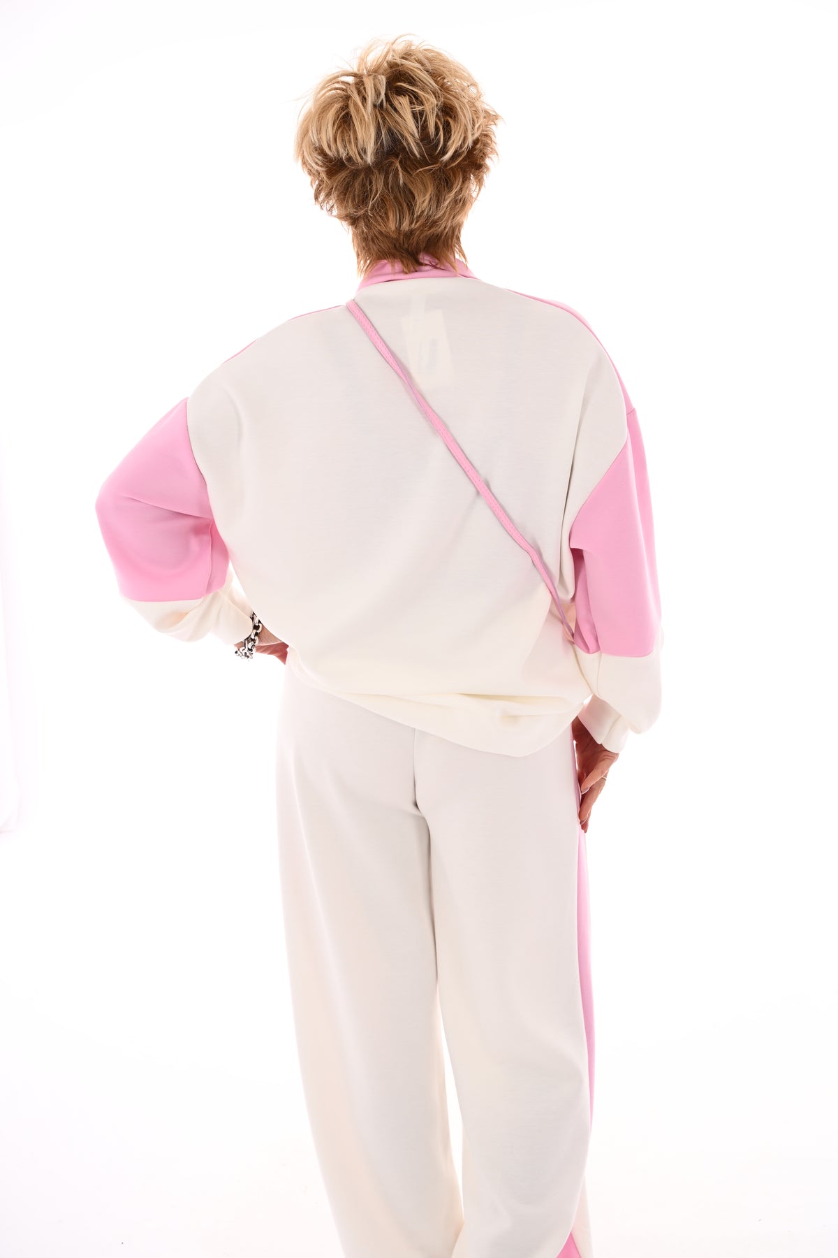 Tweedelig pak Boston lichtroze/roomwit