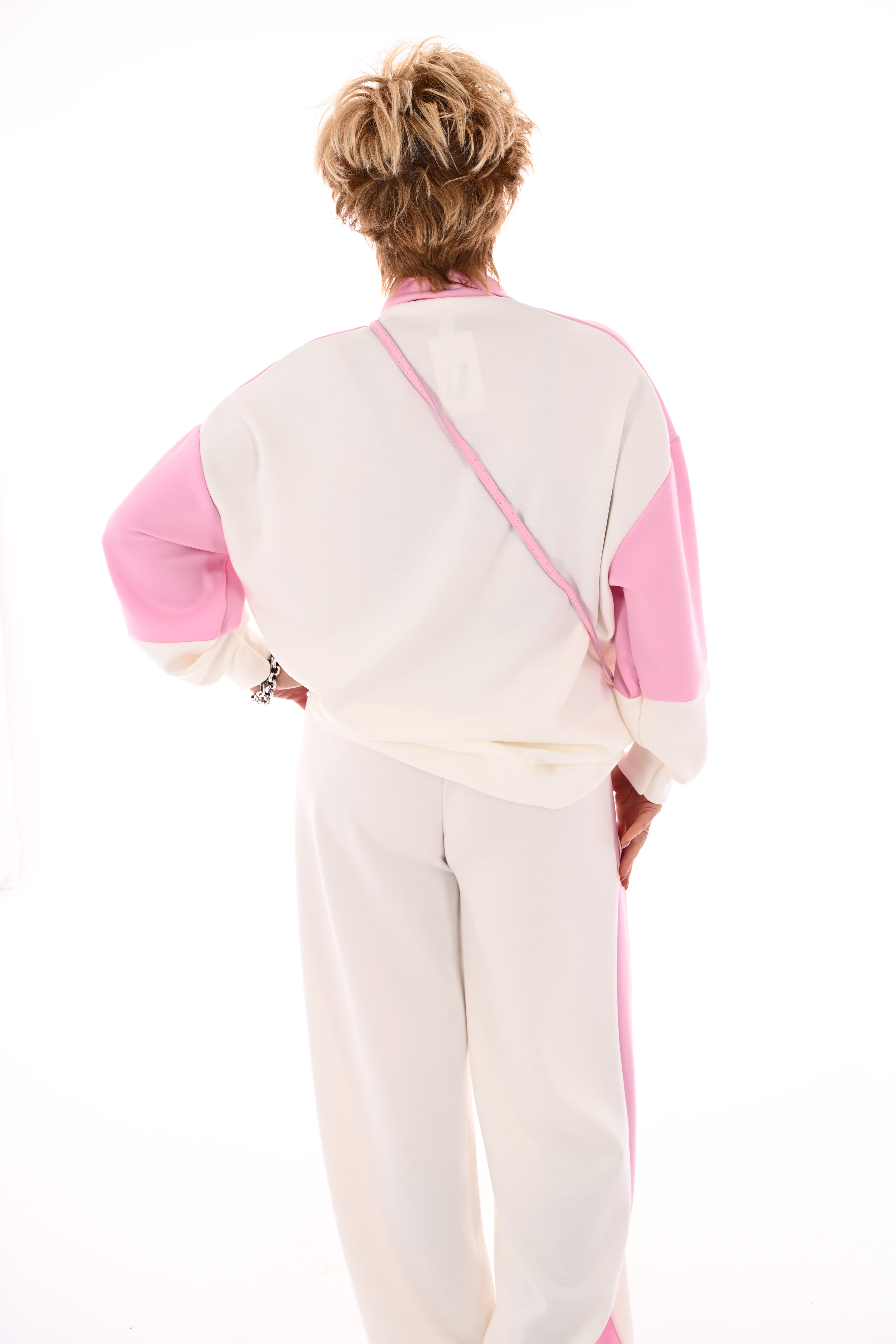 Tweedelig pak Boston lichtroze/roomwit