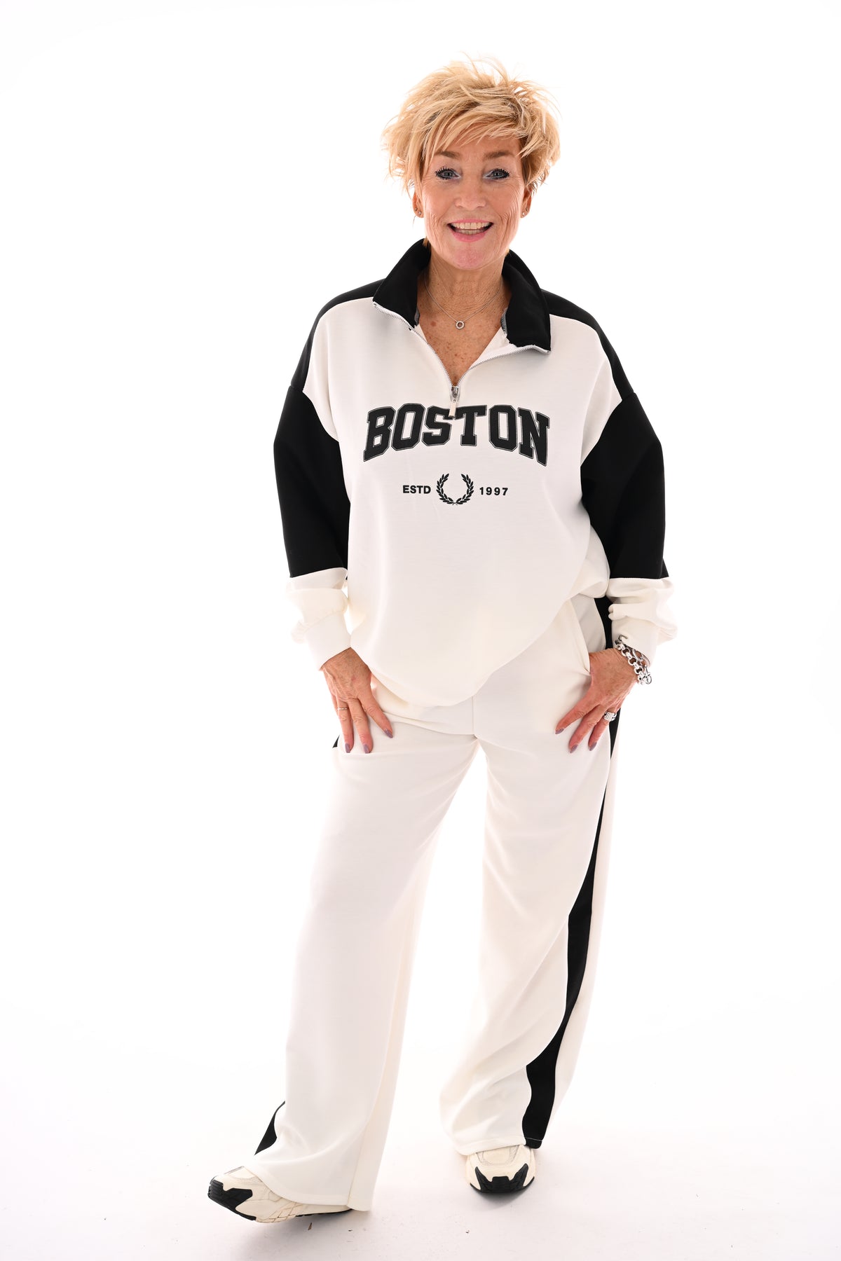 Tweedelig pak Boston zwart/roomwit