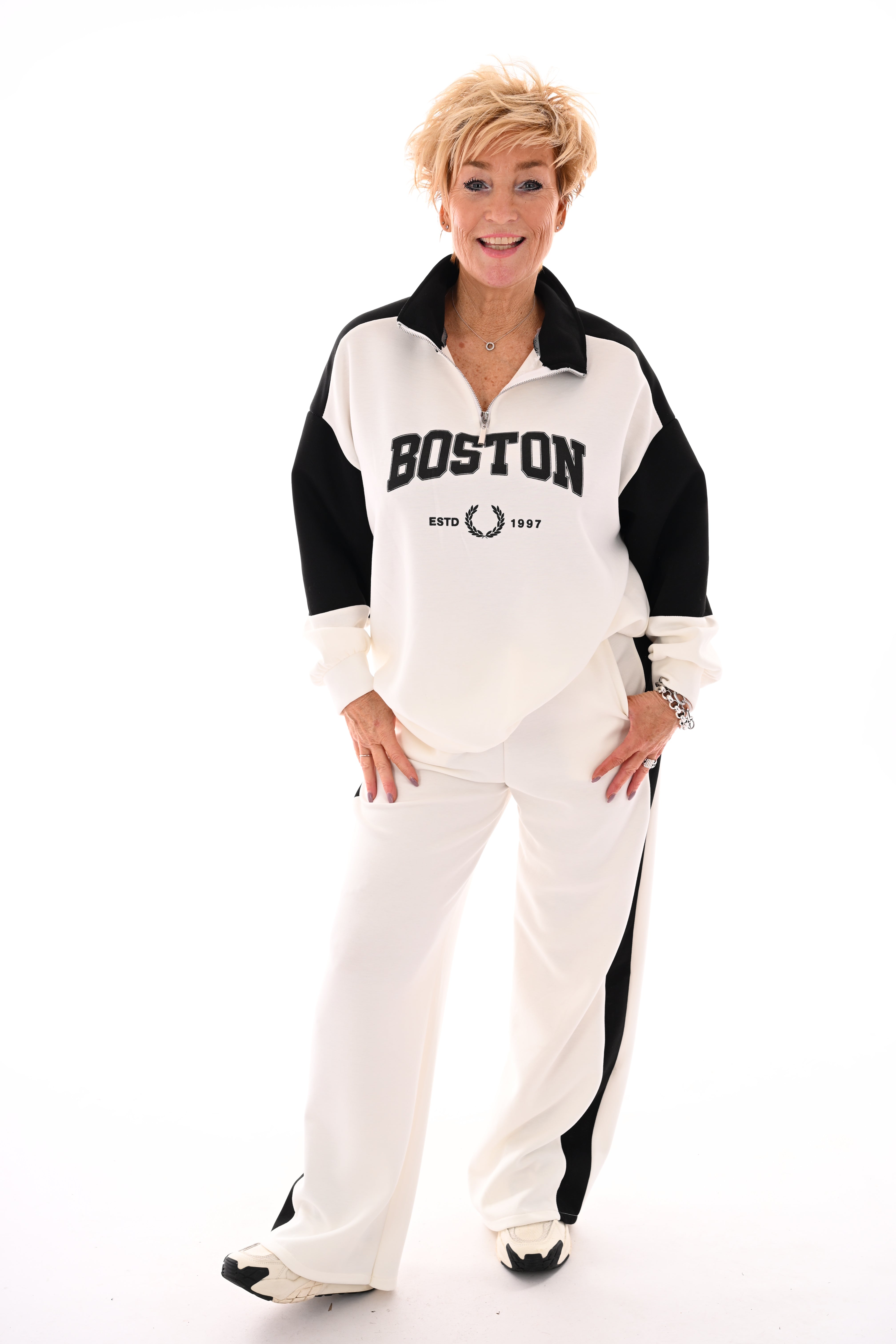 Tweedelig pak Boston zwart/roomwit