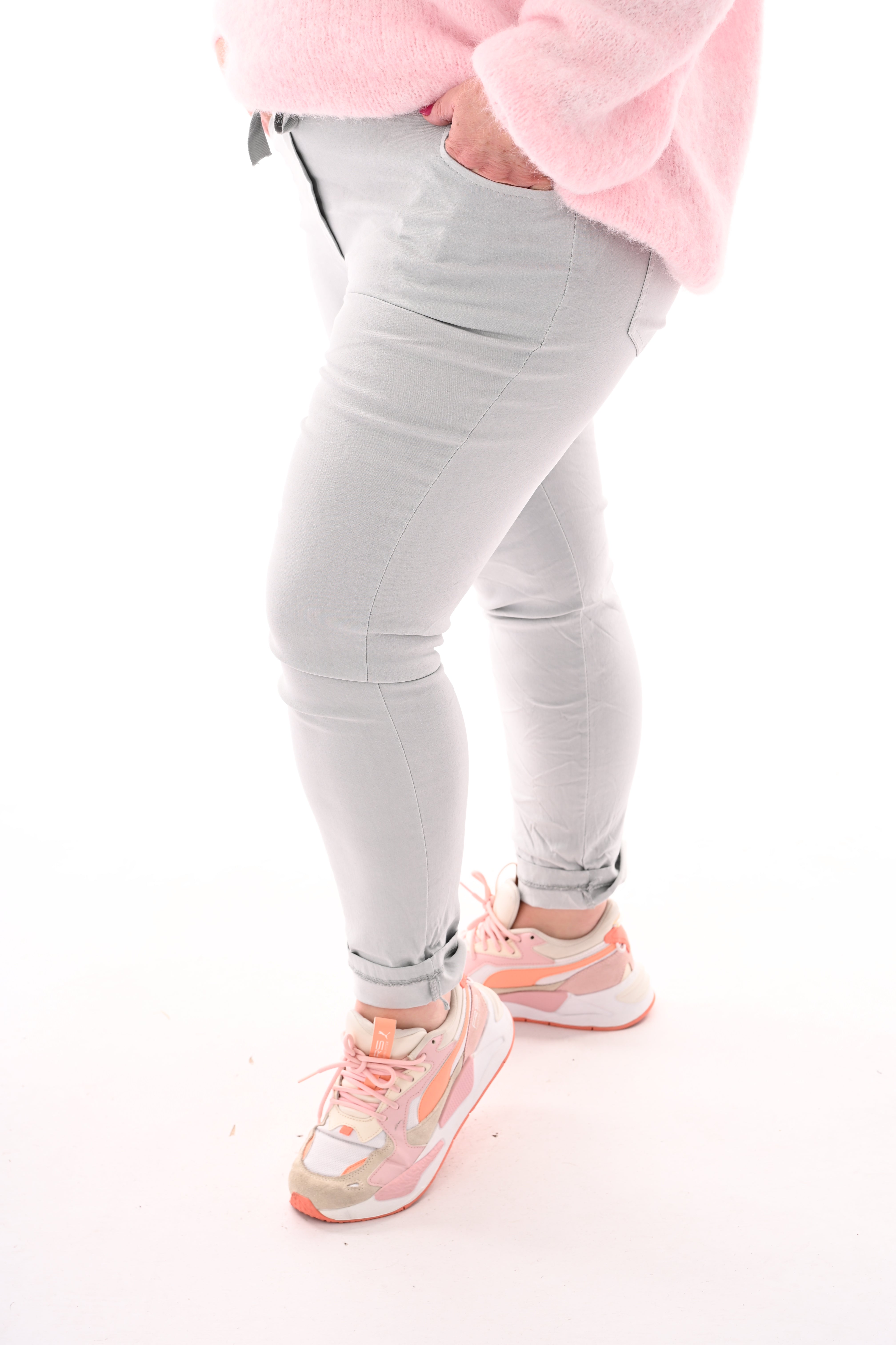 Stretchbroek uni lichtgrijs