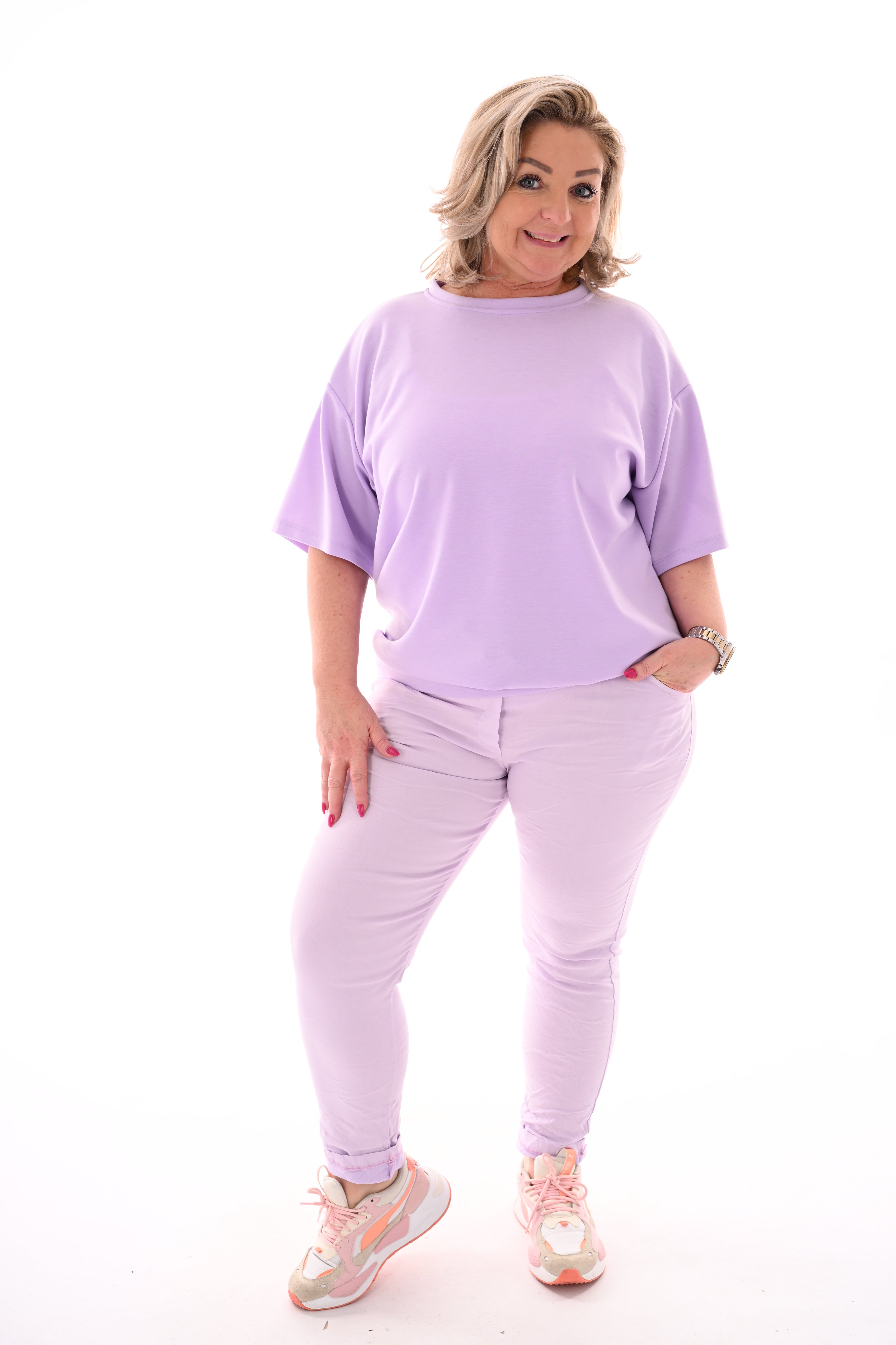 Stretchbroek uni lila