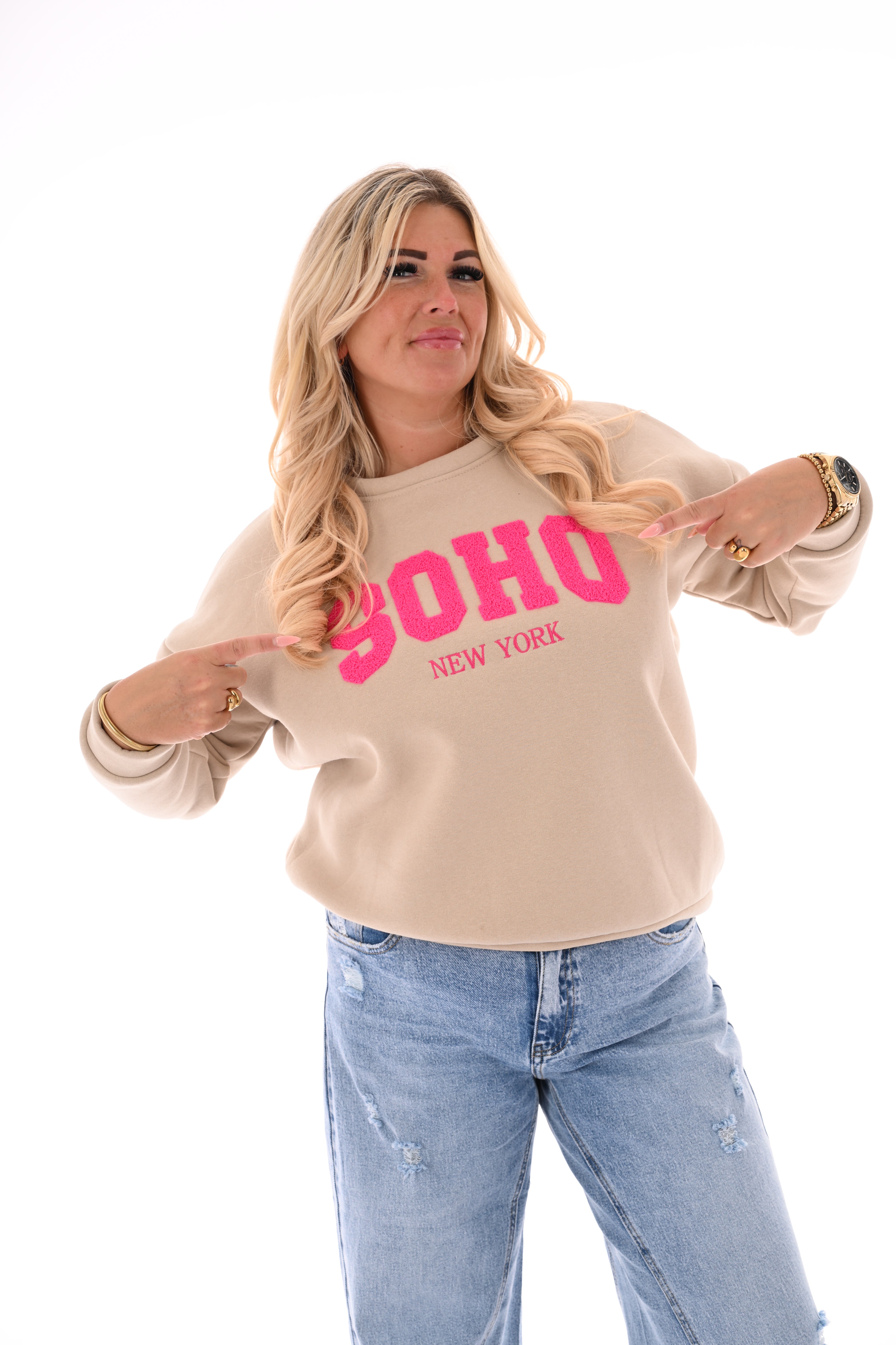 Sweater trui Soho uni beige