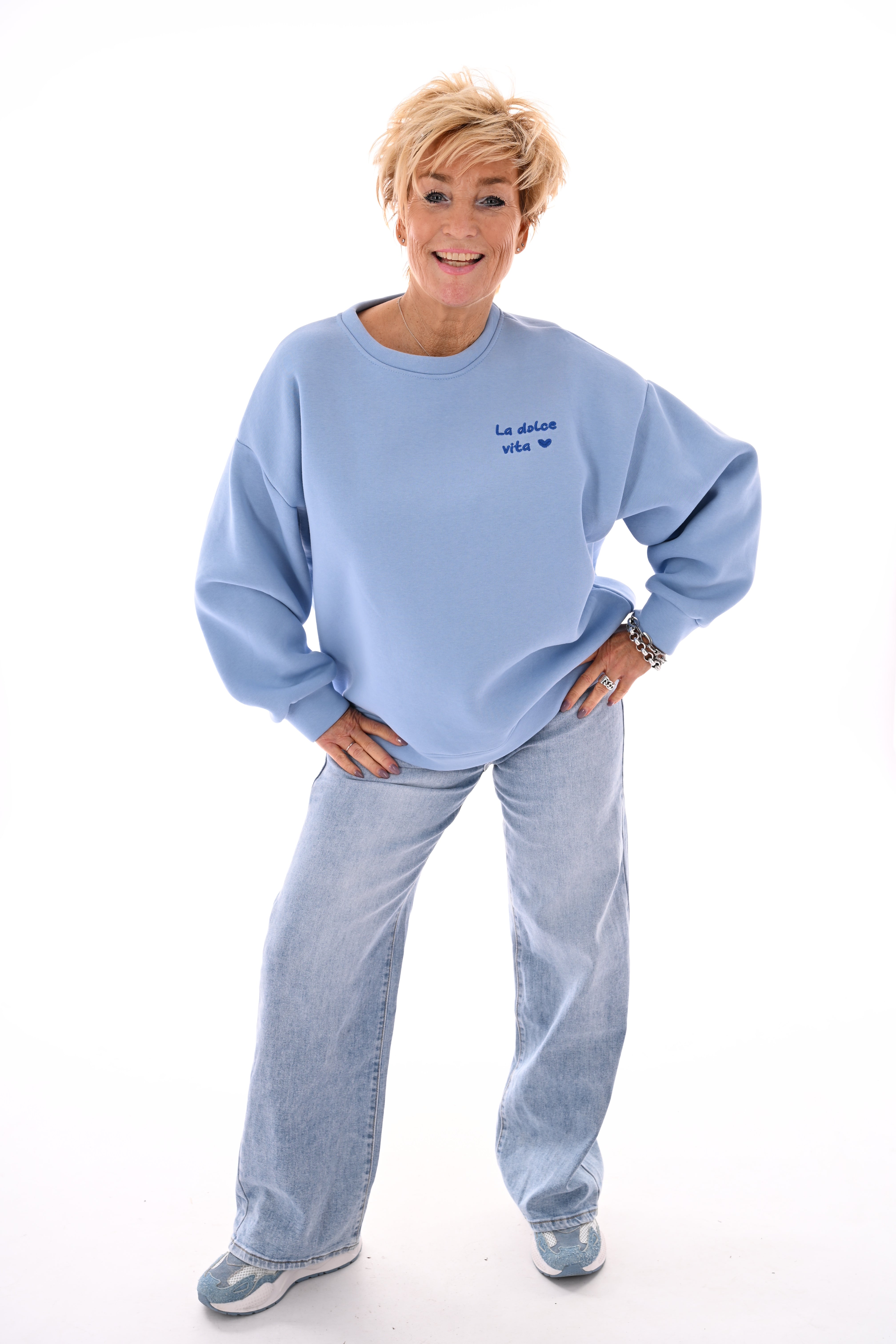 Sweater la dolce vita lichtblauw