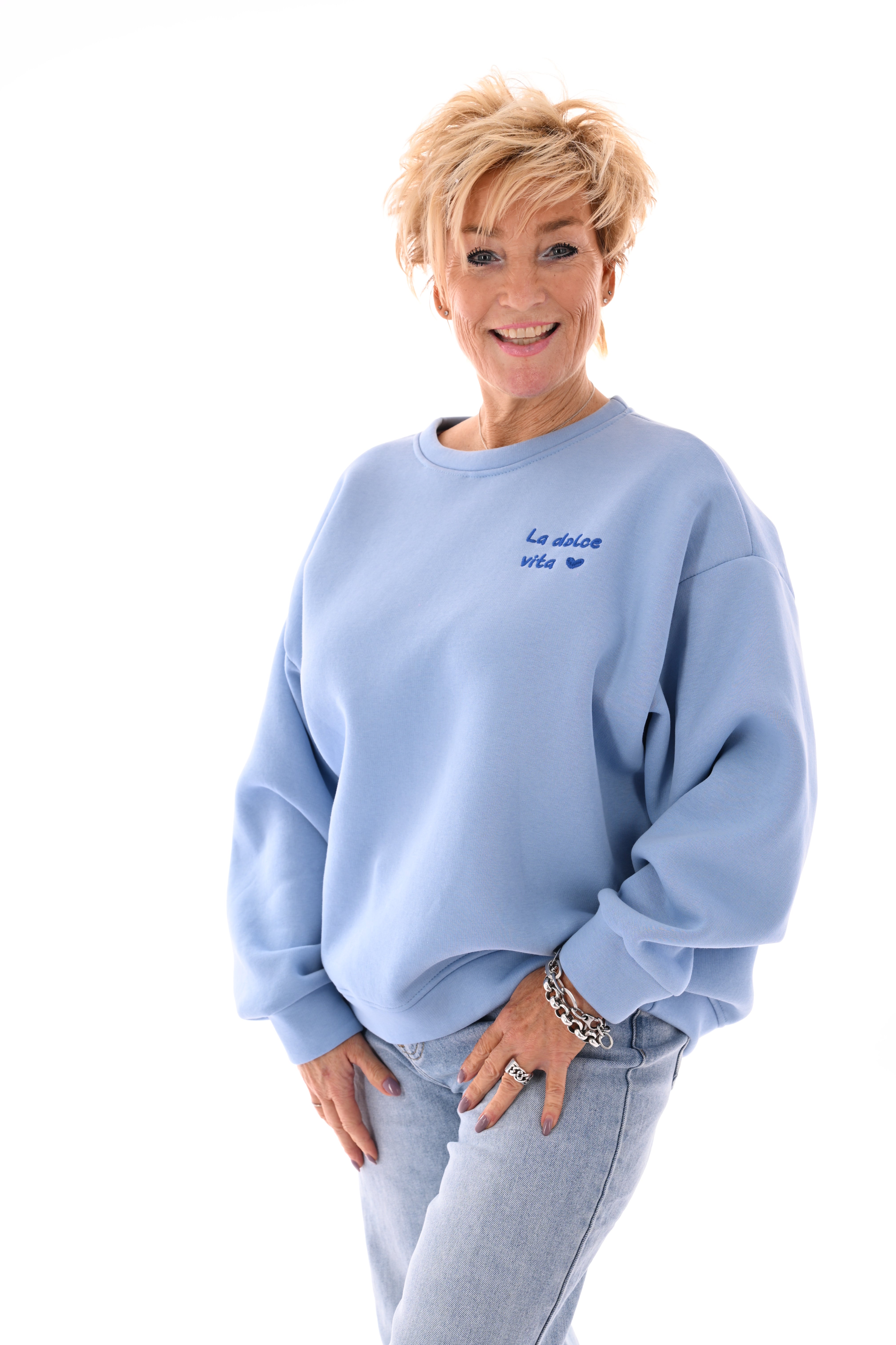 Sweater la dolce vita lichtblauw