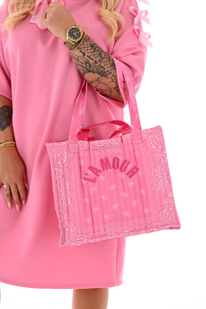 Handtas paisley print roze