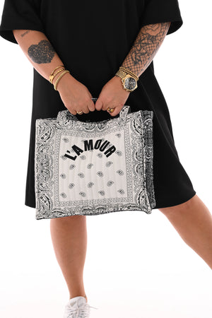 Handtas paisley print zwart