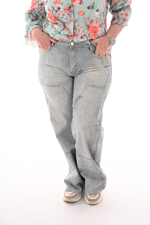 G-smack wide leg bleached stonewash