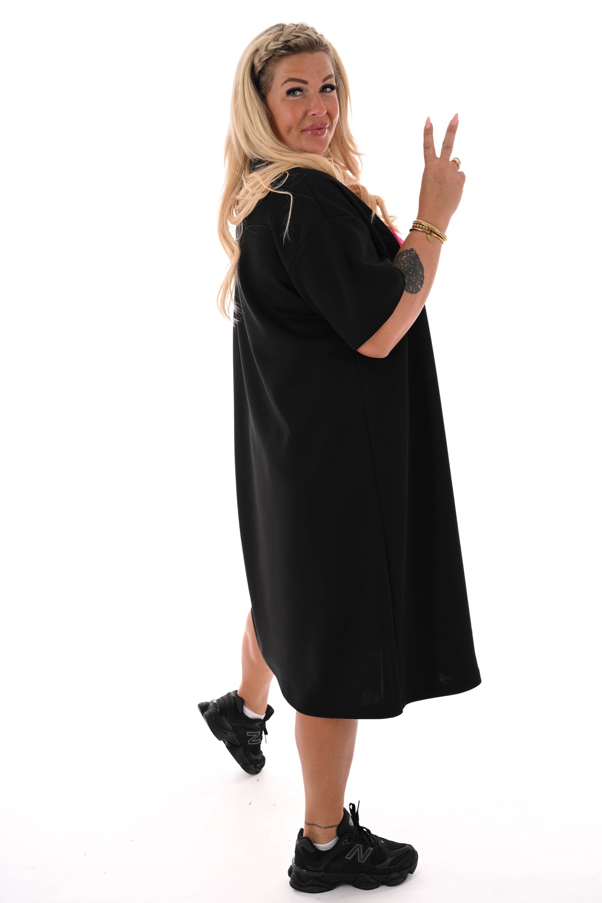 Sweaterdress korte mouwen iconic zwart