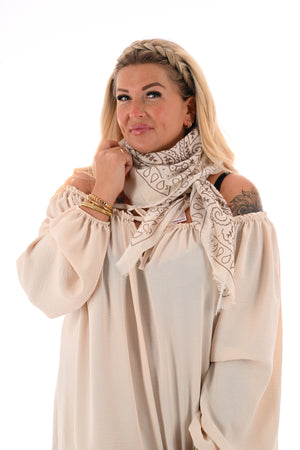 Vierkante sjaal paisley creme