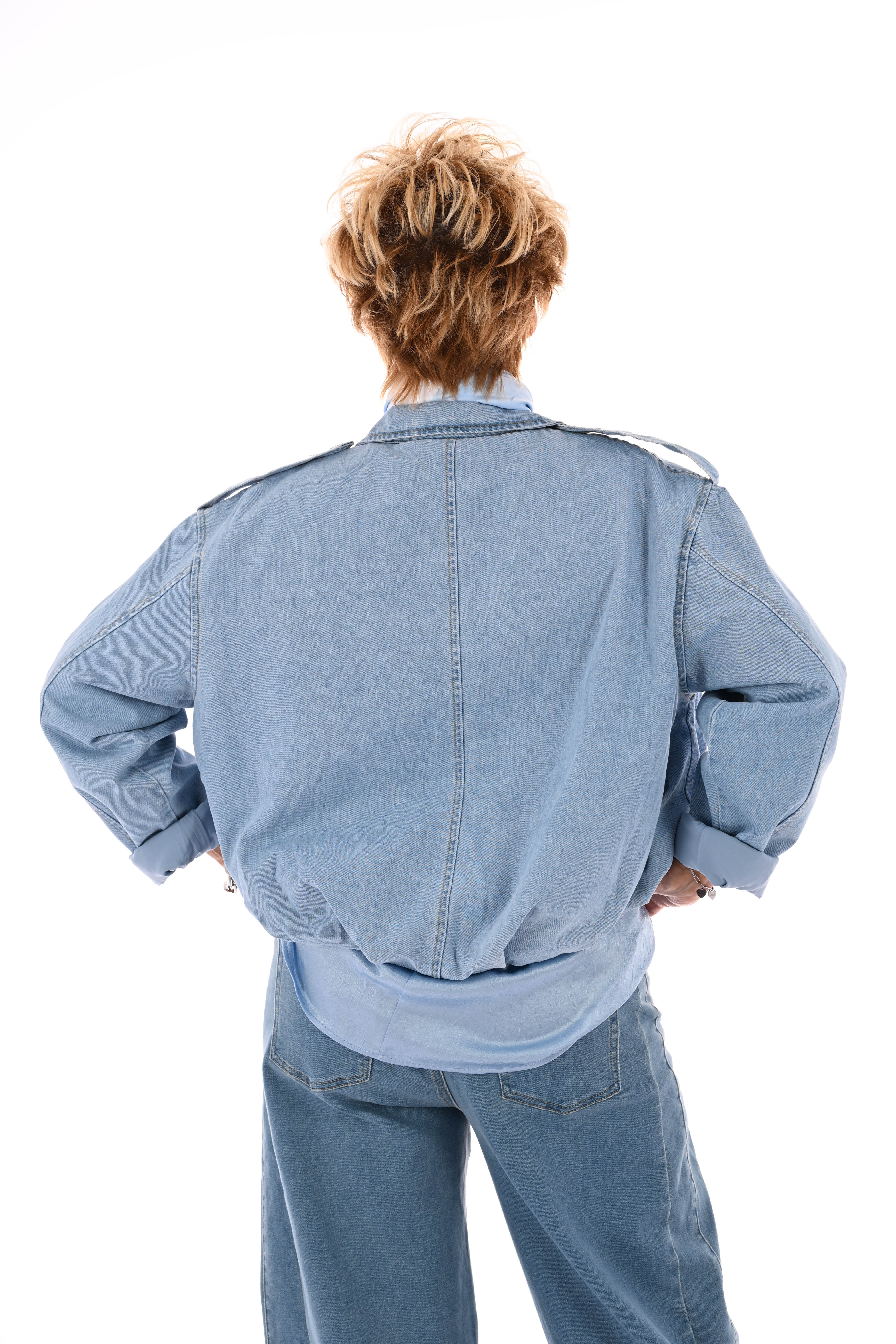 Jeans bomberjas lichtblauw