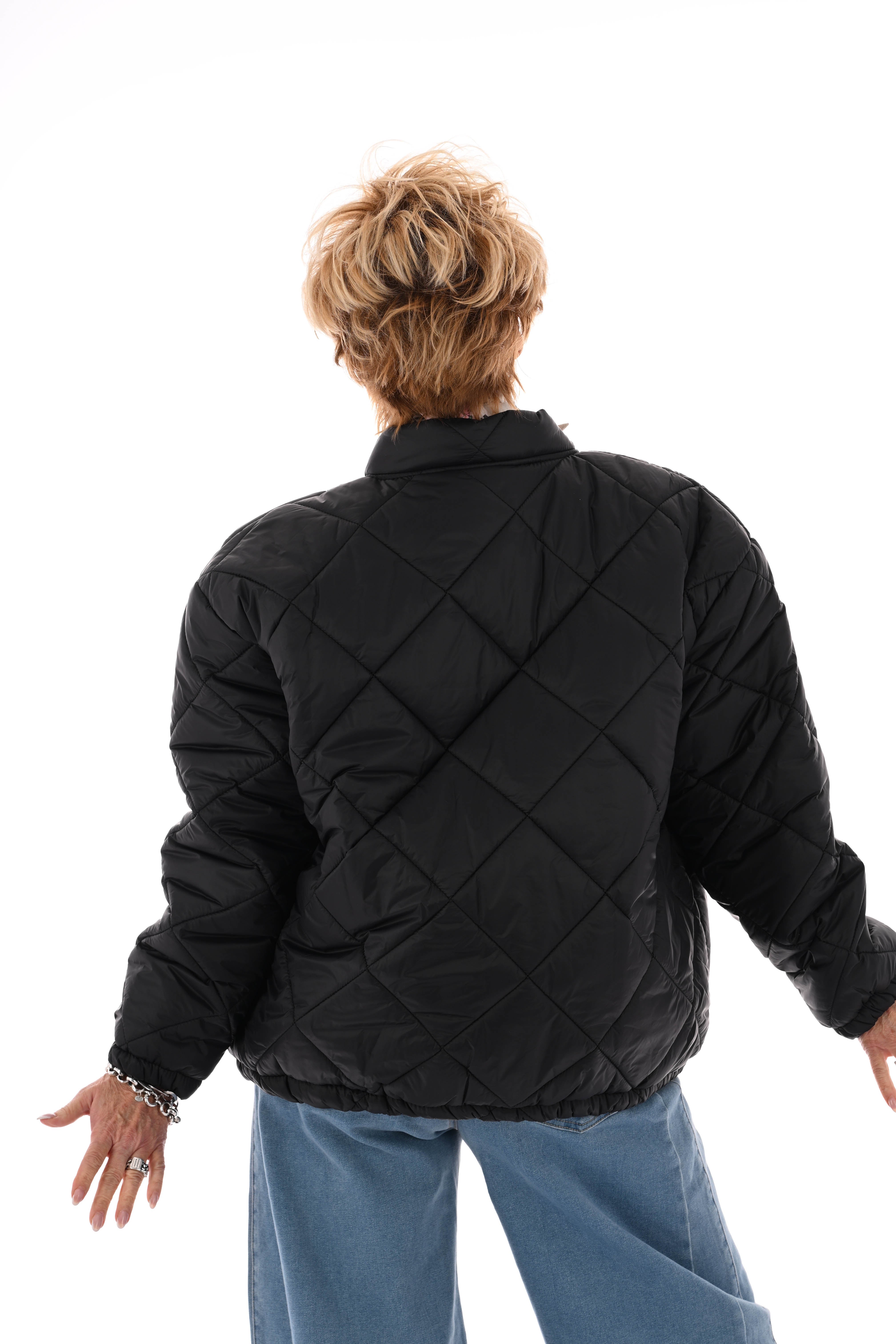 Kort jasje ruitpatroon zwart