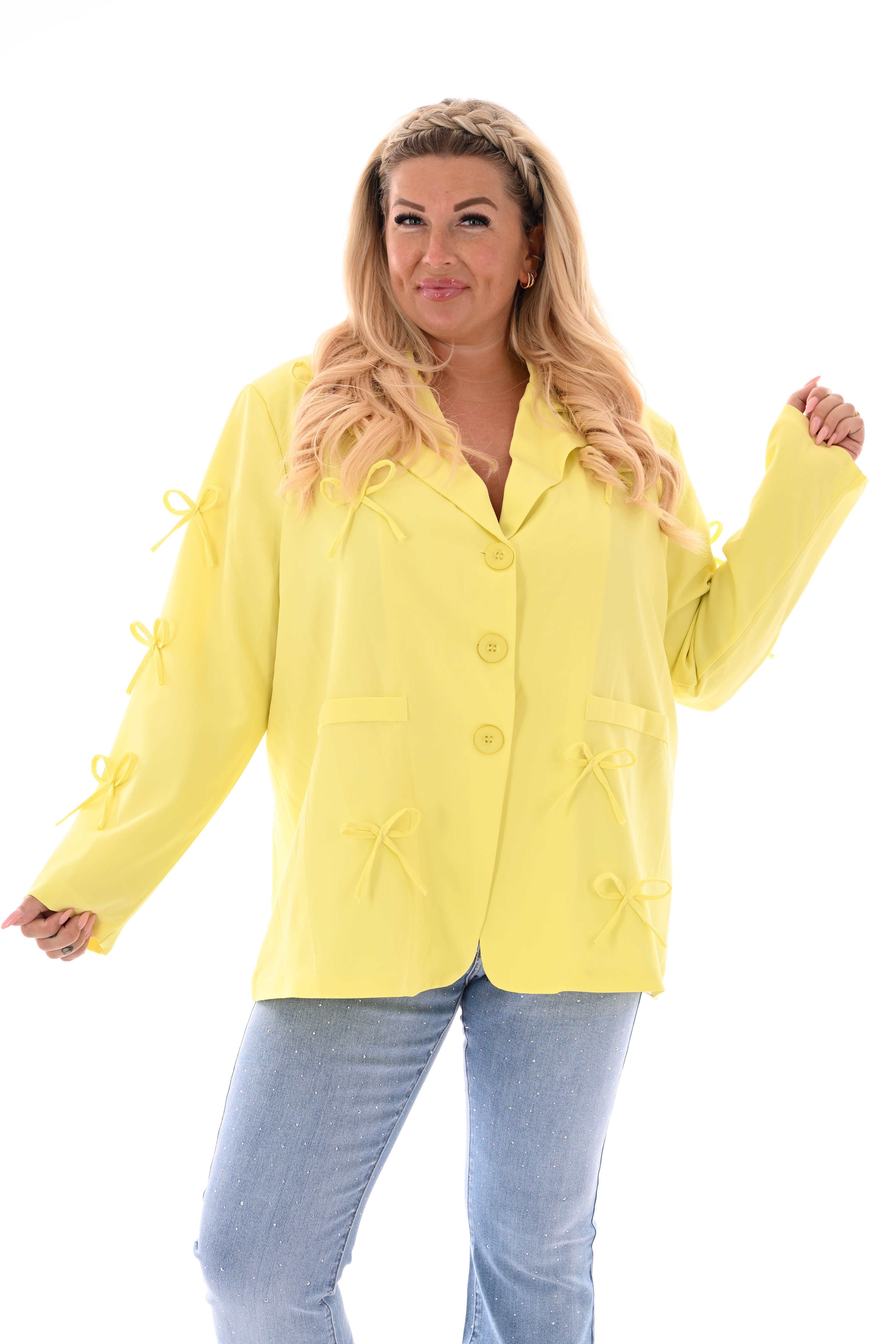 Blazer strikjes geel