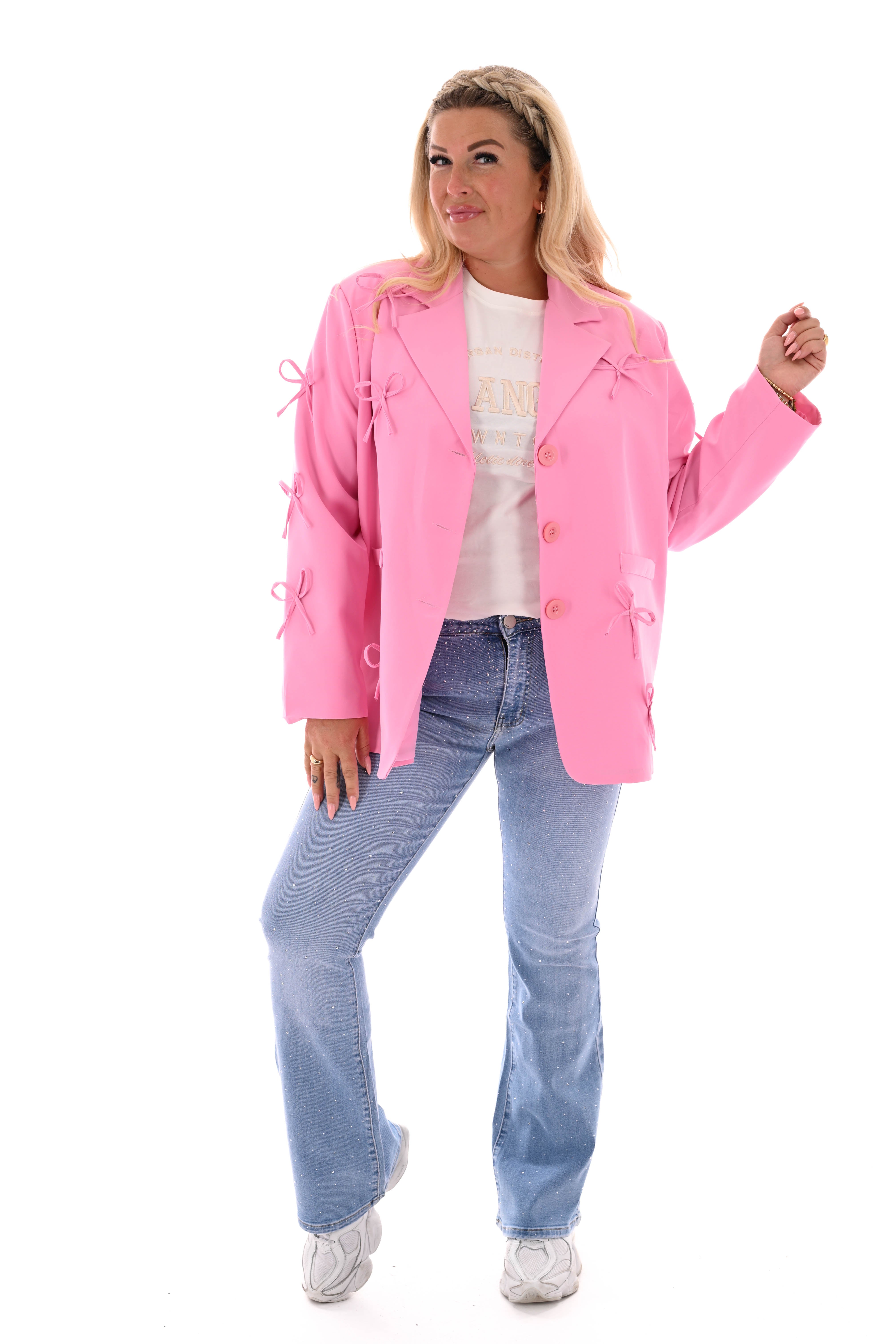 Blazer strikjes roze