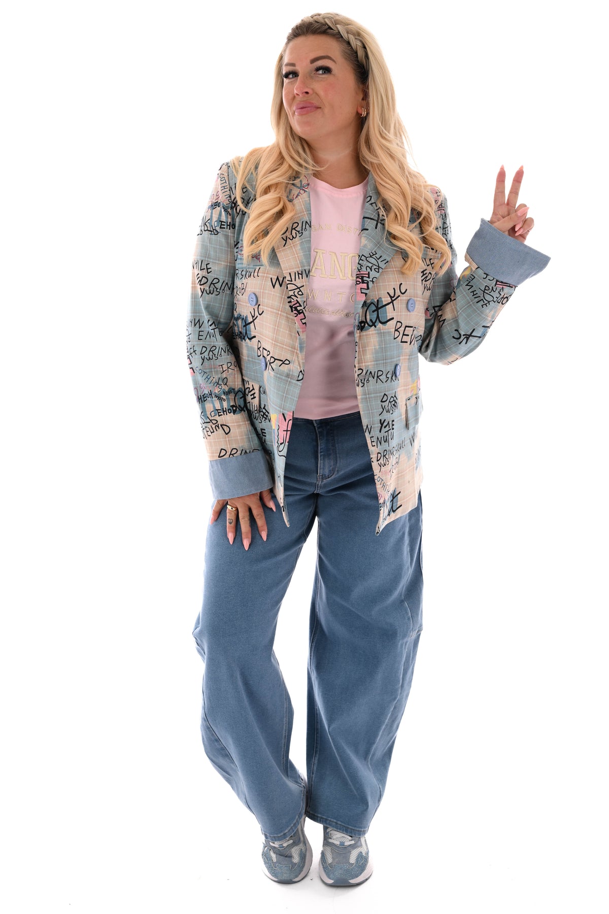 Blazer graffiti lichtblauw