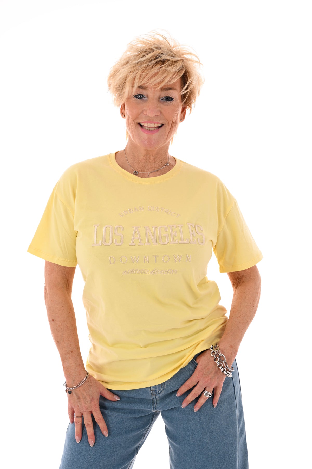T-shirt Los Angeles lichtgeel