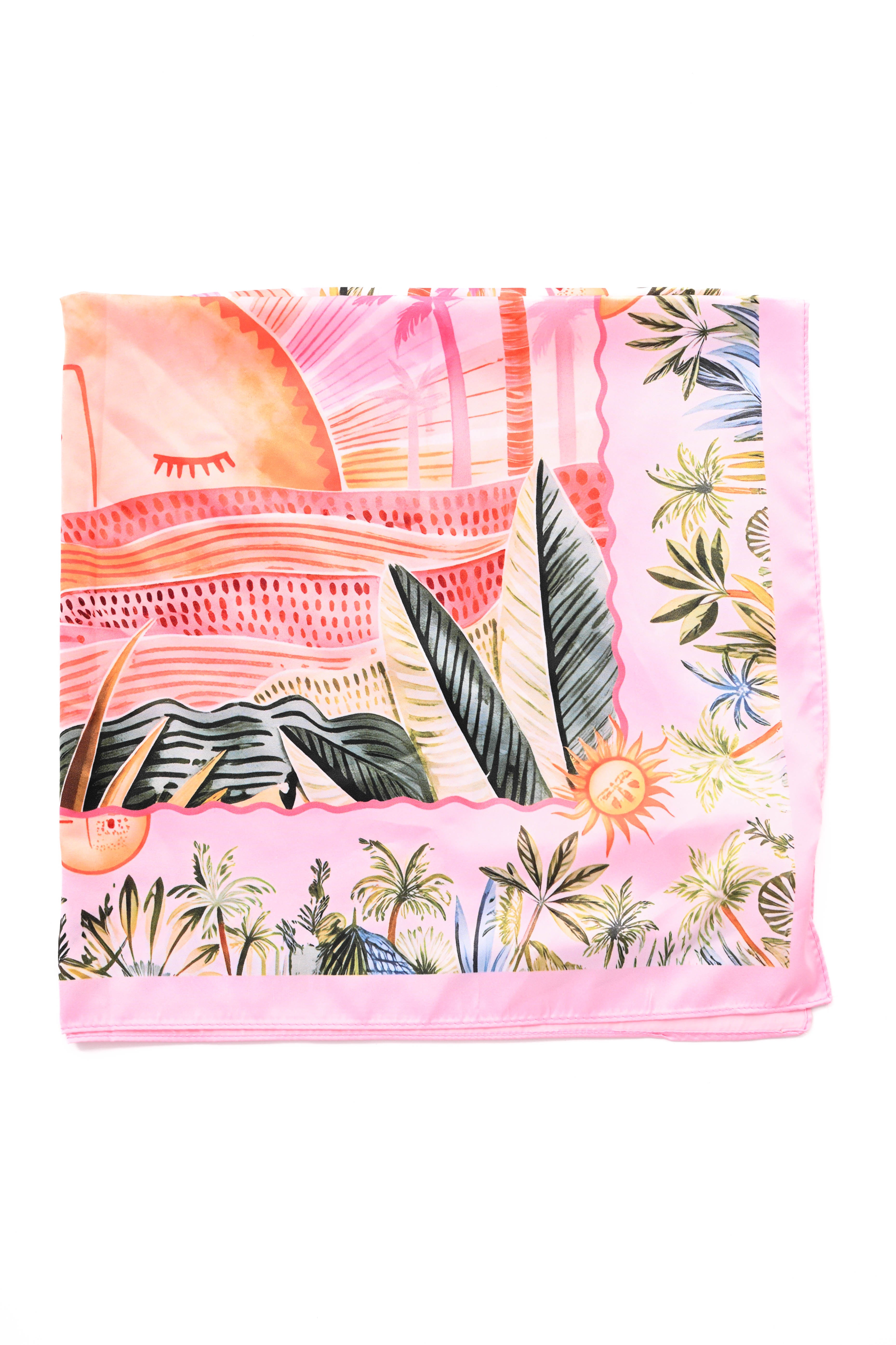 Kort sjaaltje palmtrees lichtroze