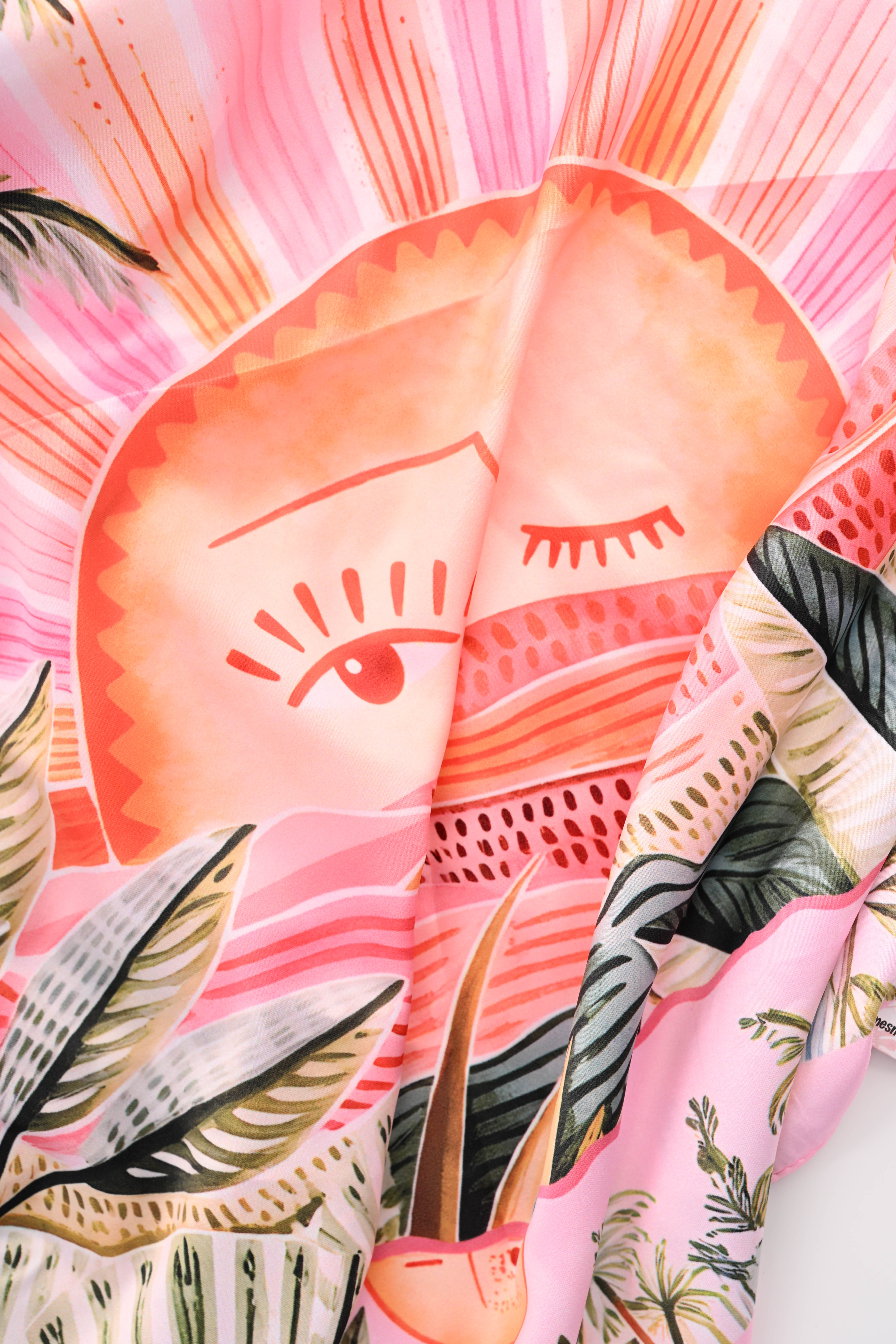 Kort sjaaltje palmtrees lichtroze