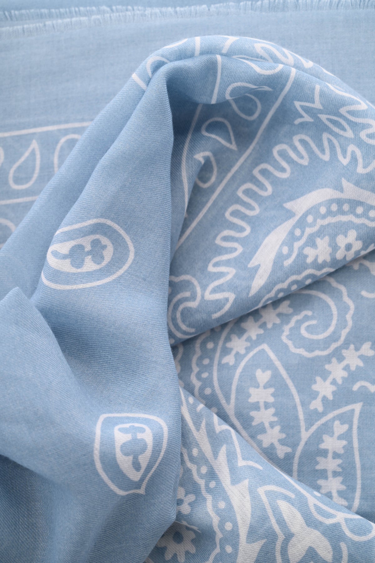 Vierkante sjaal paisley lichtblauw