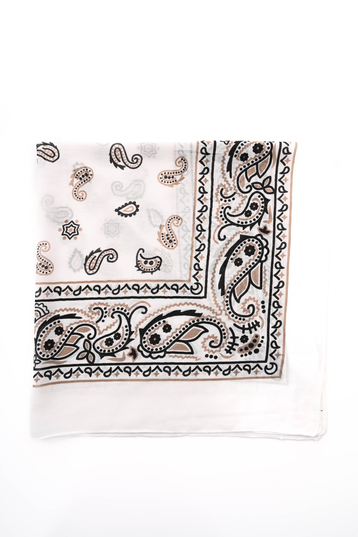 Kort sjaaltje paisley wit/zwart