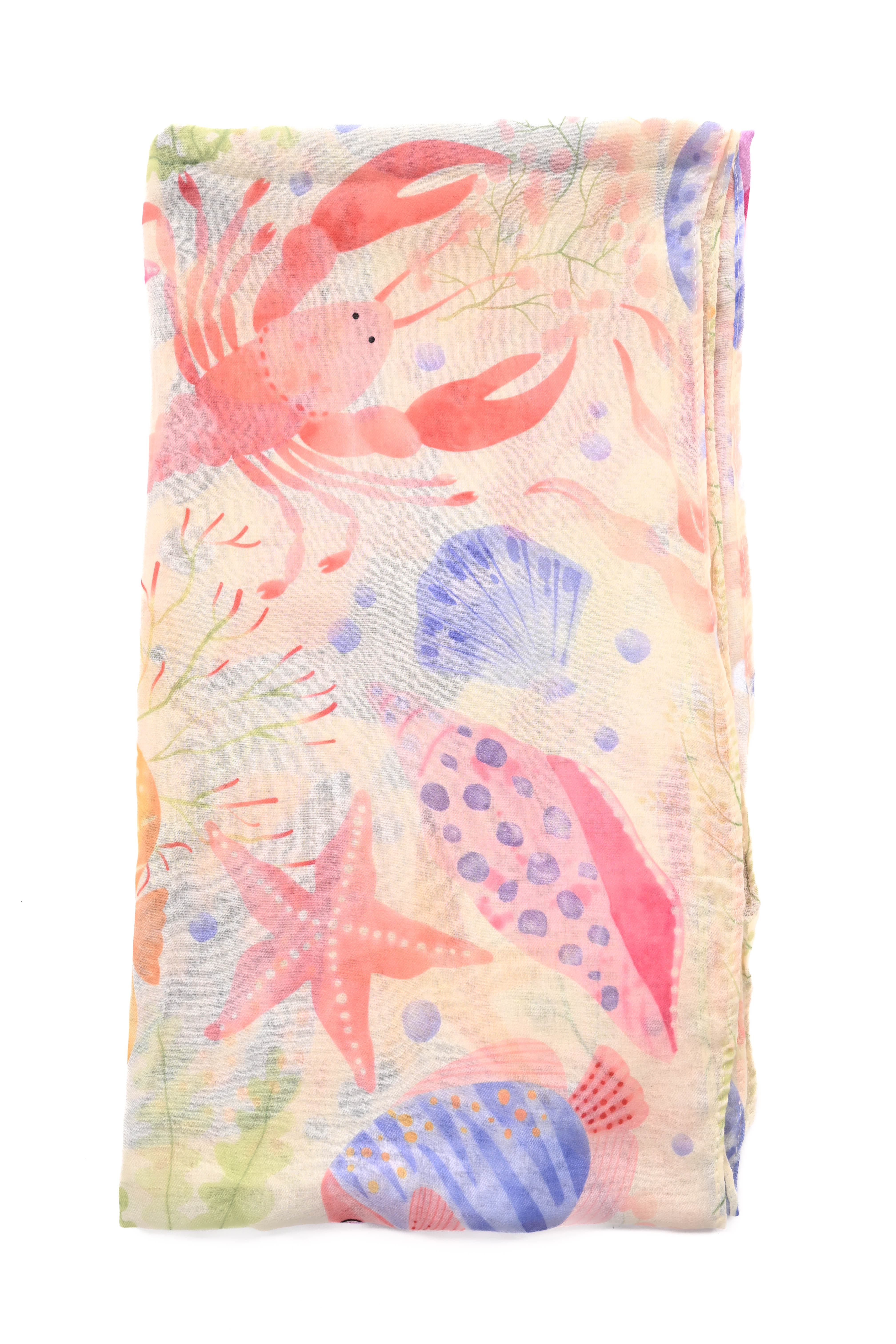 Grote sjaal sealife creme