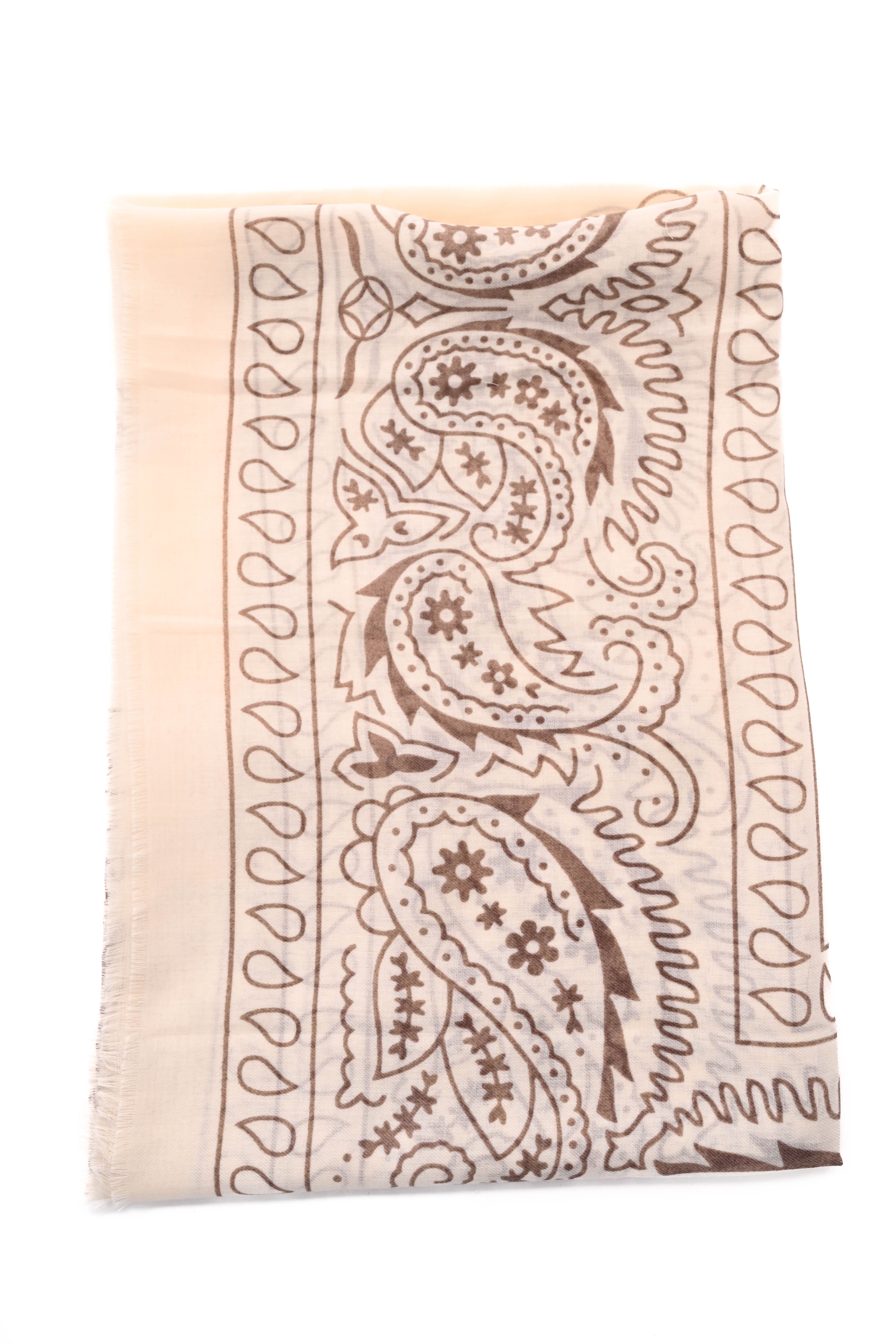 Vierkante sjaal paisley creme