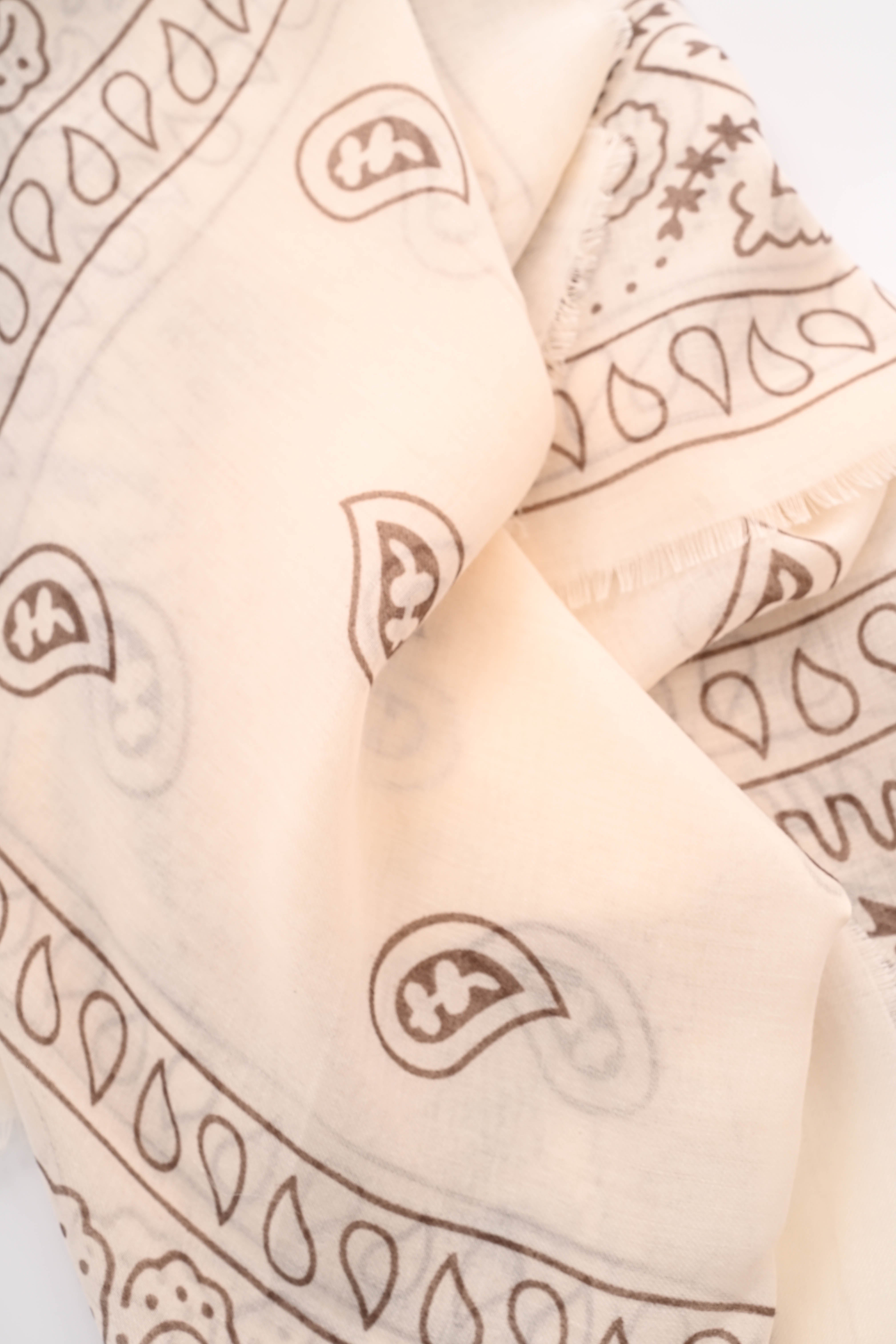 Vierkante sjaal paisley creme