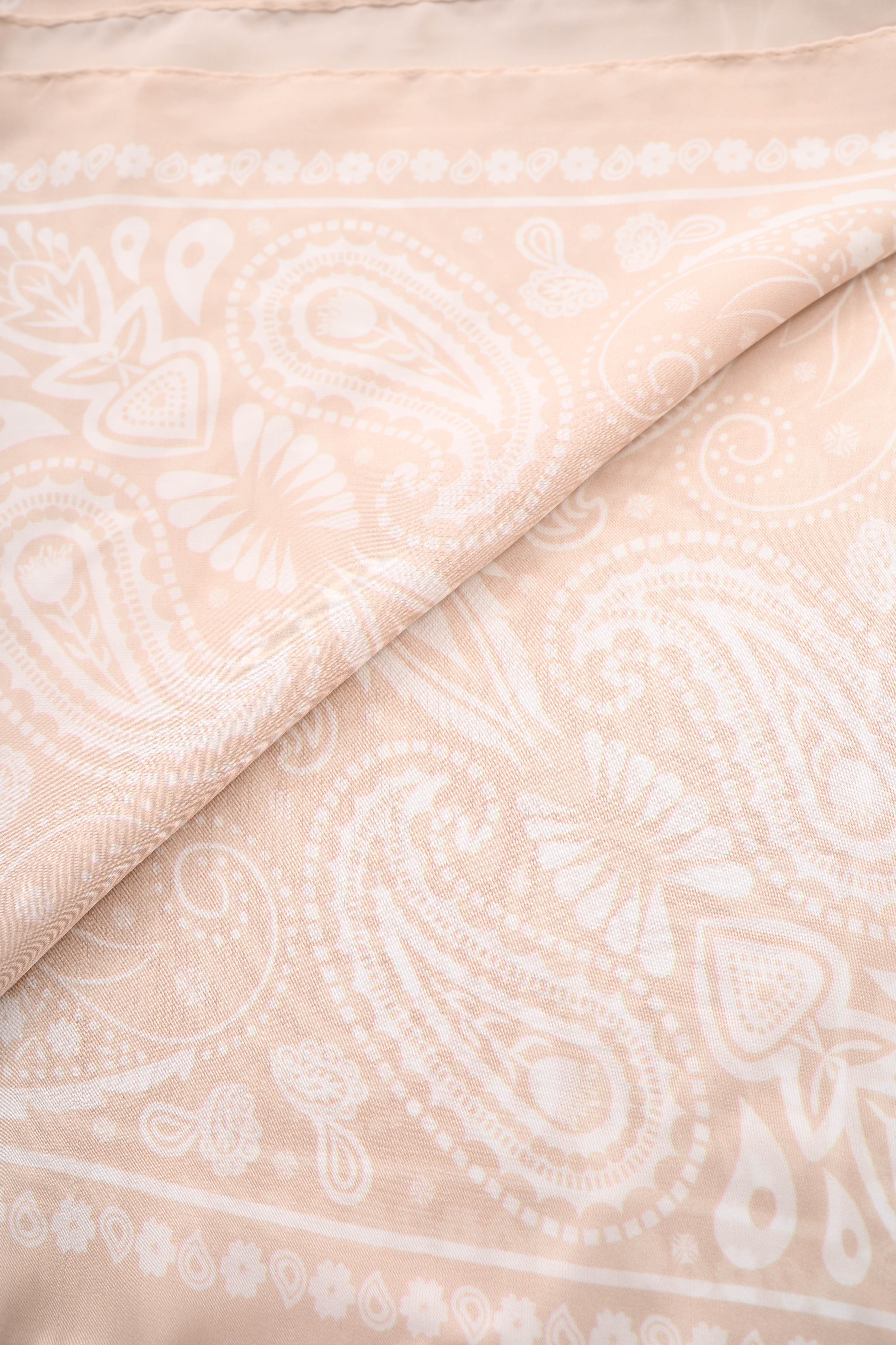 Kort sjaaltje paisley print beige