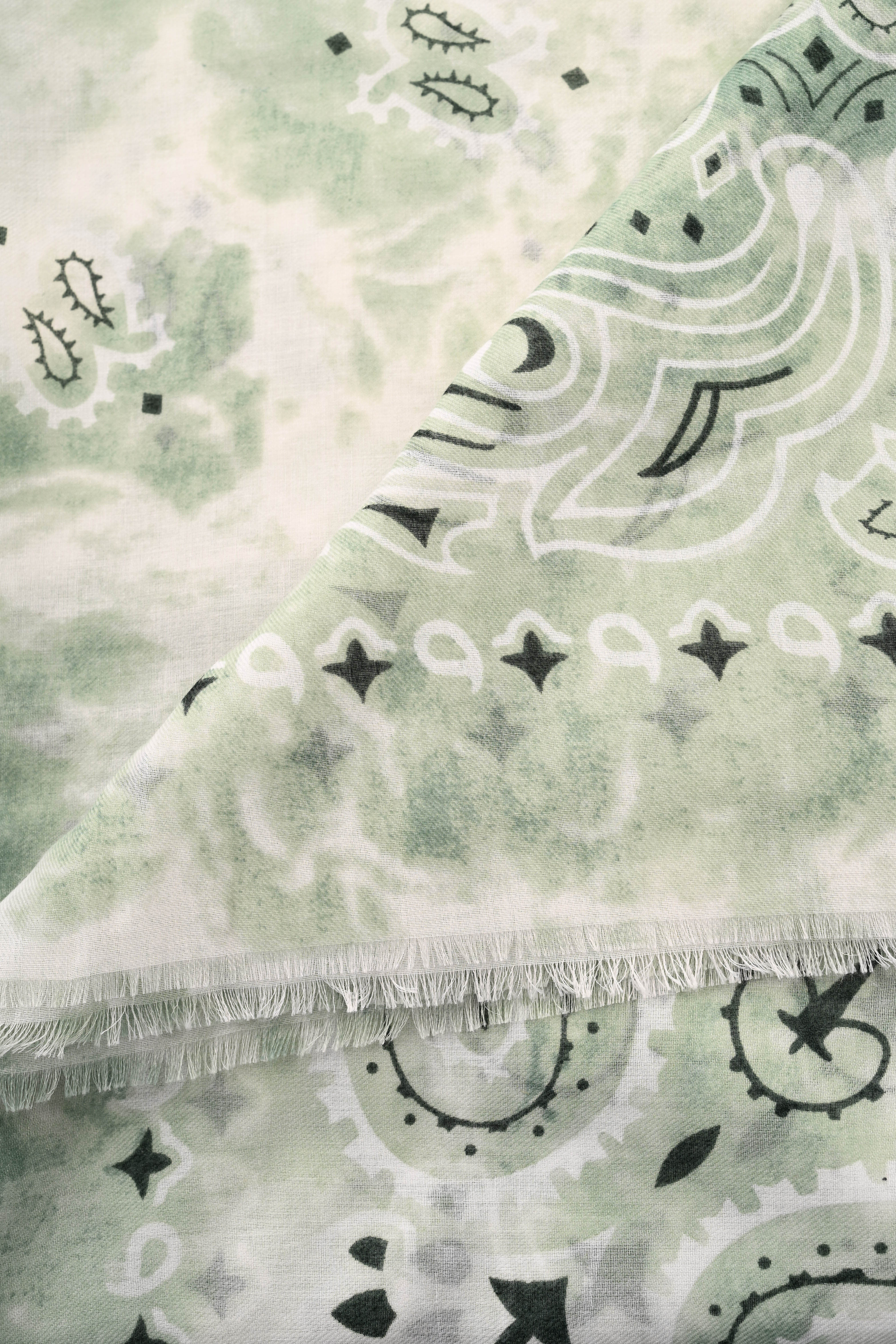 Vierkante sjaal grote paisley lichtgroen