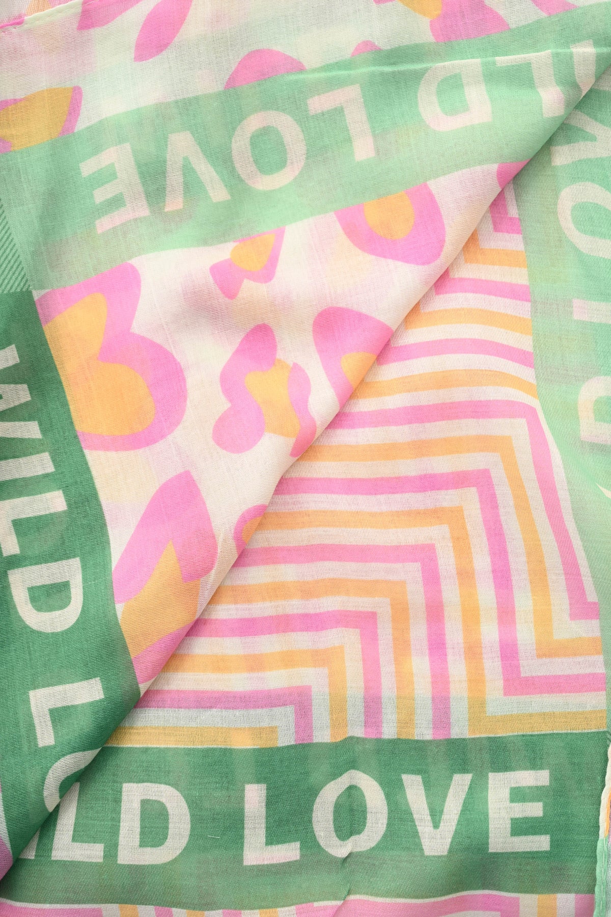 Grote sjaal zigzag love wild geel/groen