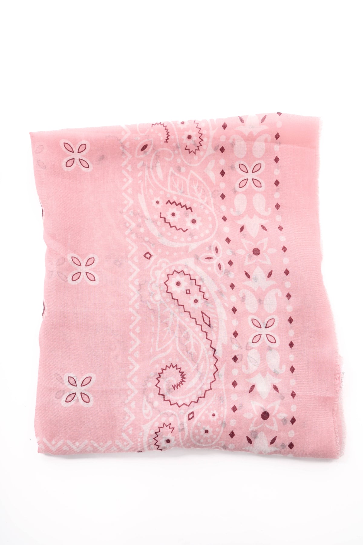 Vierkante sjaal grote paisley lichtroze