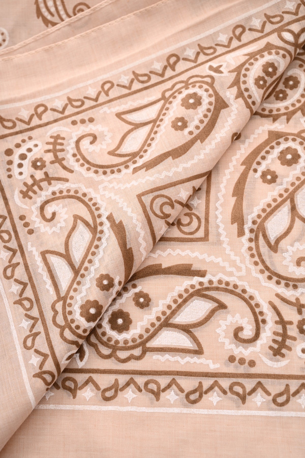 Kort sjaaltje paisley beige/taupe