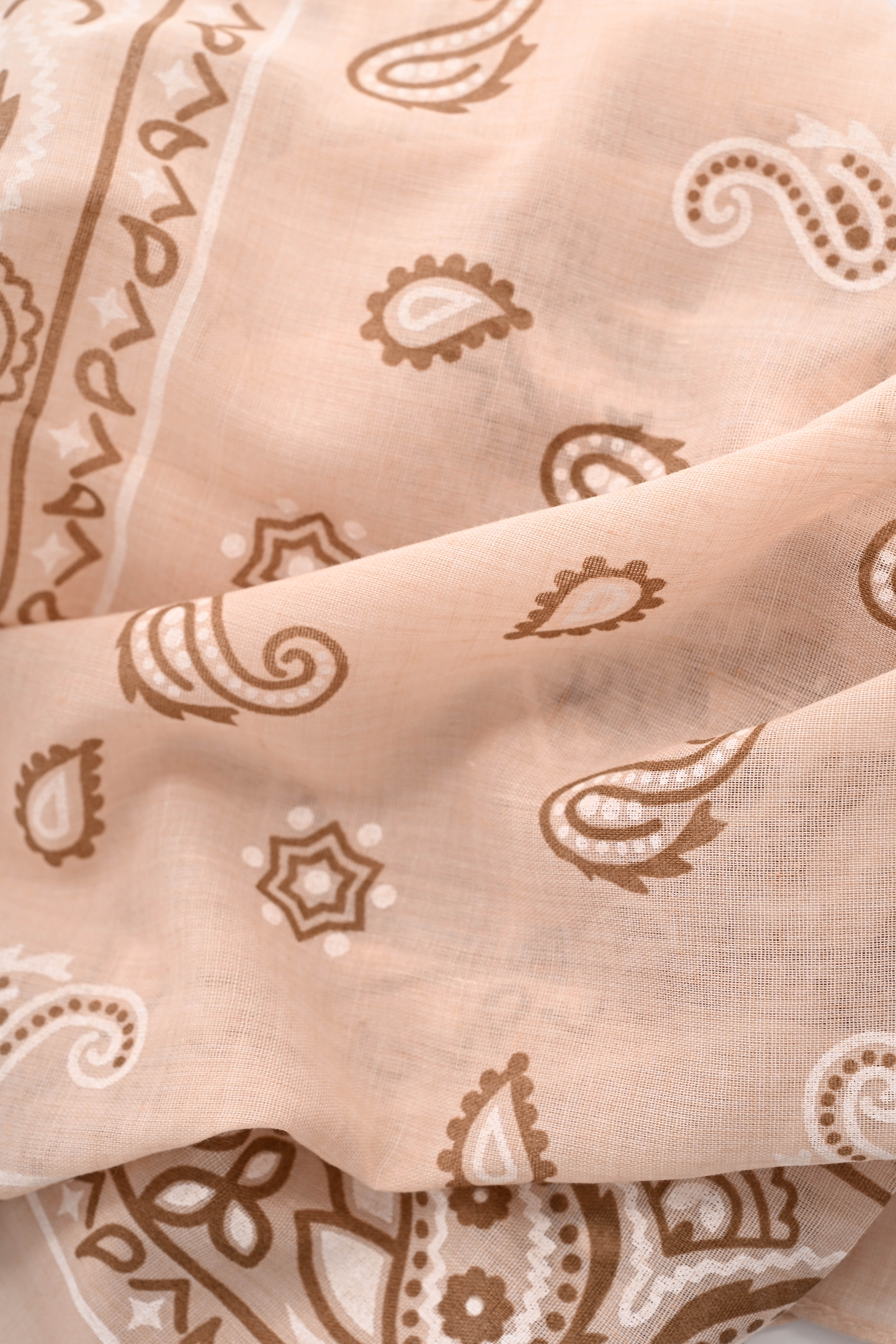 Kort sjaaltje paisley beige/taupe
