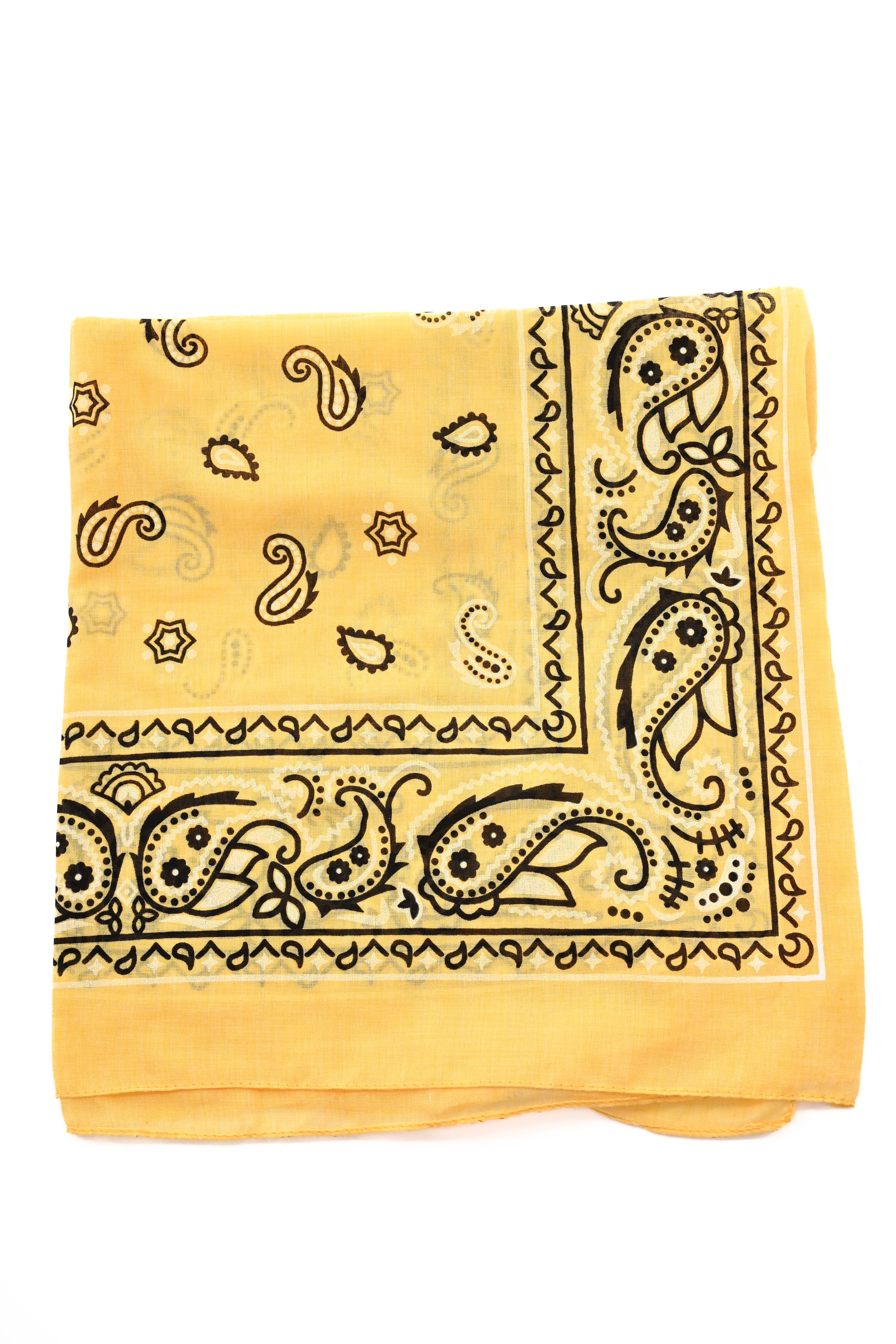 Kort sjaaltje paisley geel/zwart