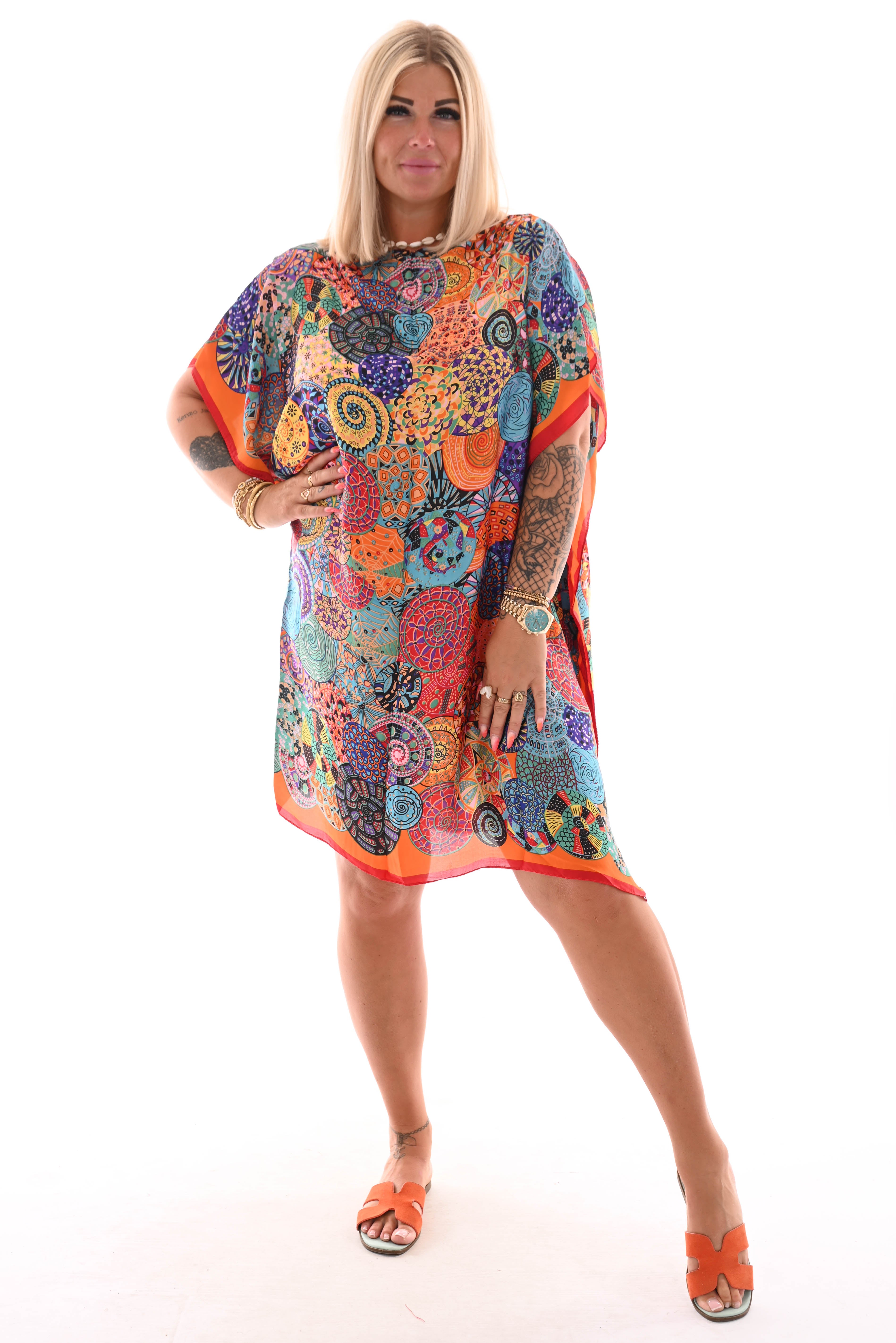 Kaftan cirkels oranje/rood